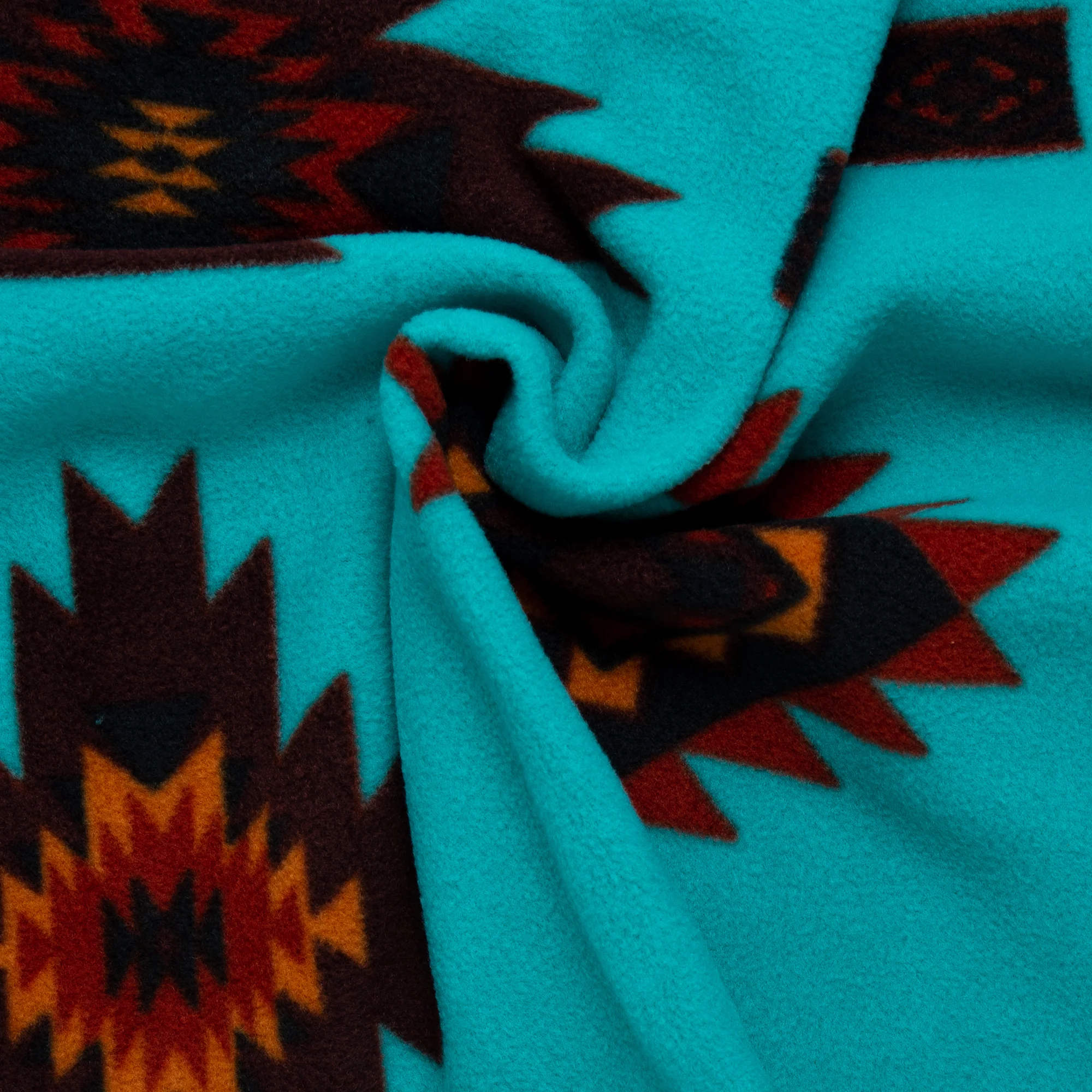 Anti Pill Fleece Print - SLIPPY - Navajo - Peacock - Image 2
