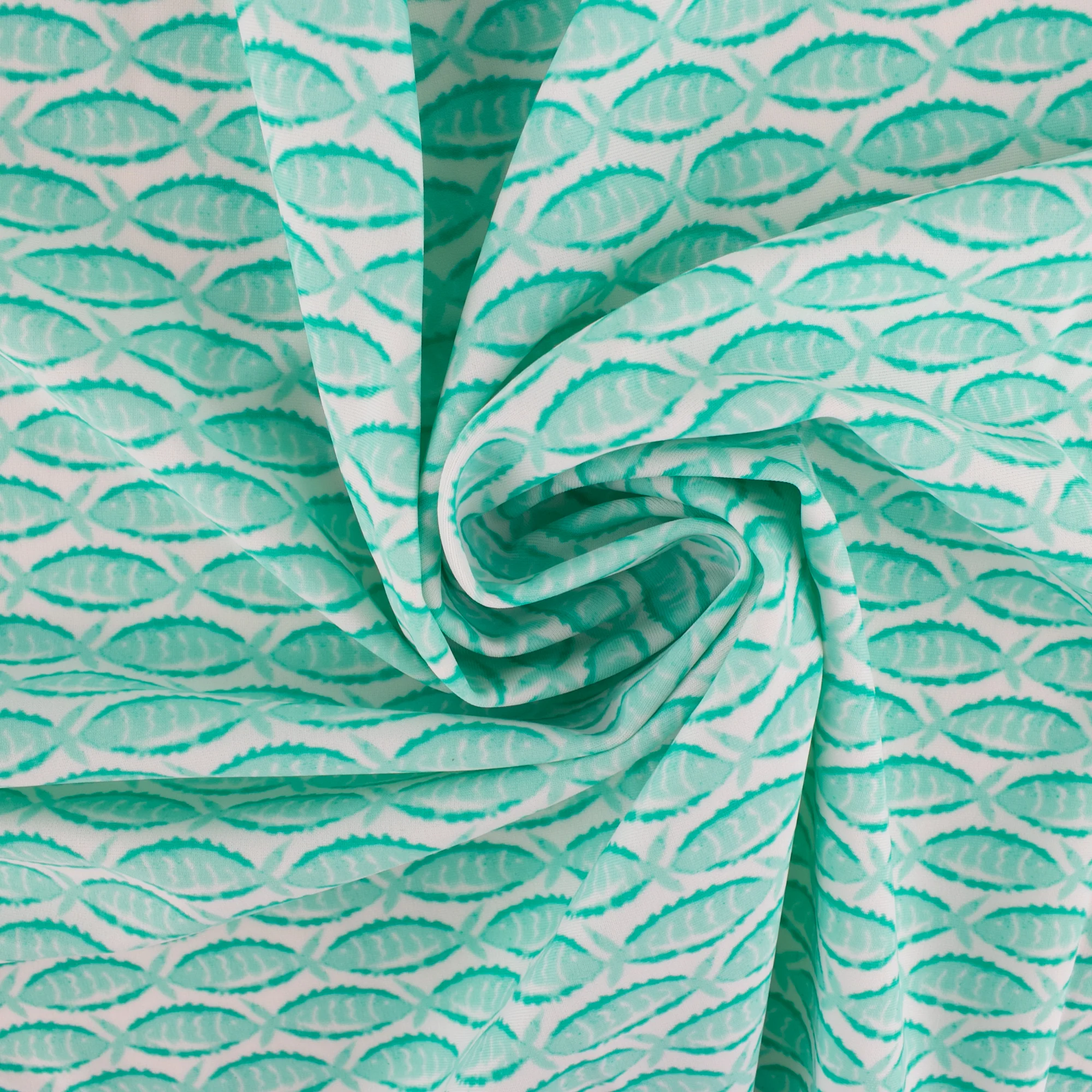Bathing Suit Print - Fish - Aqua - Image 2