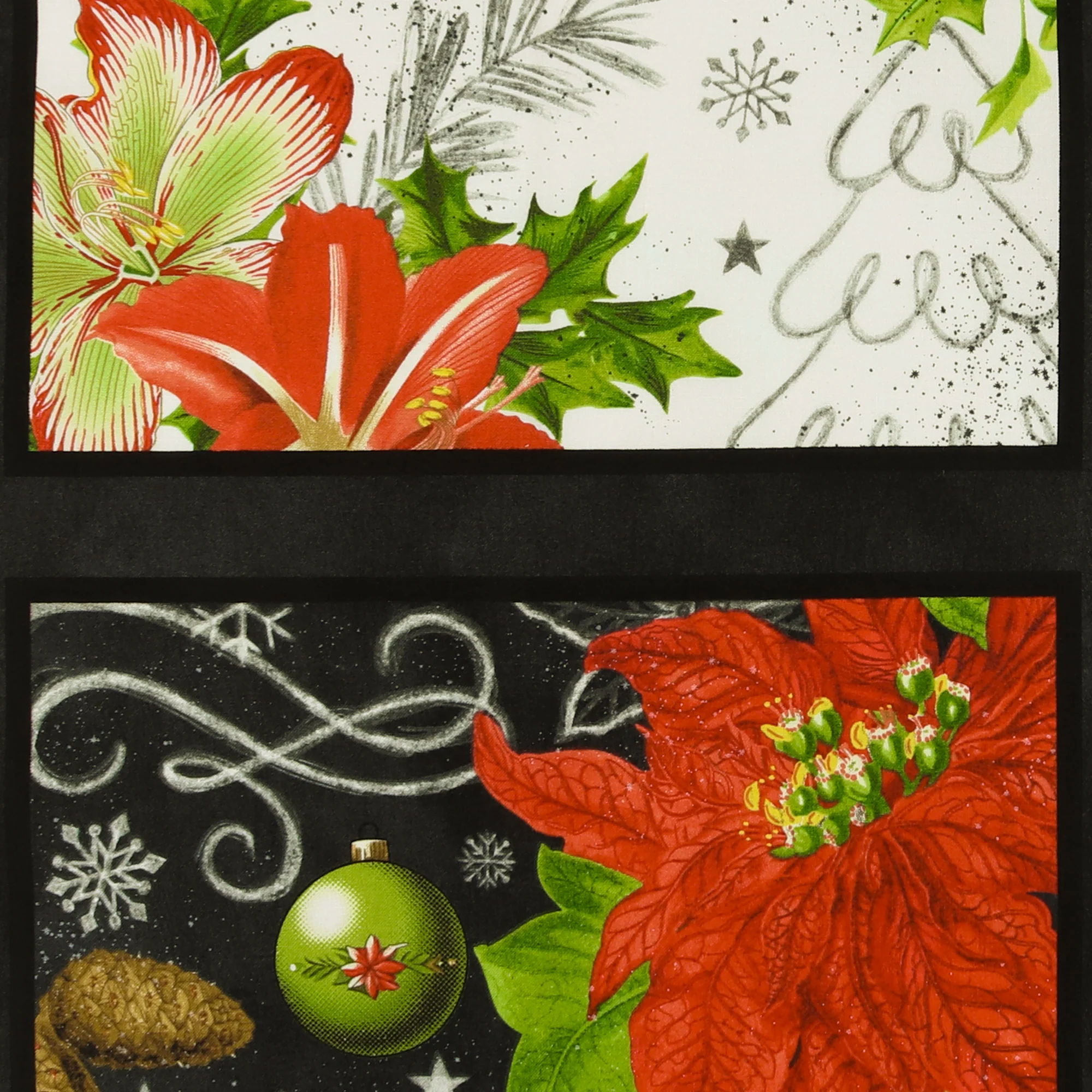 Blank - Printed Panel Cotton 24 x 44 in (61 x 112 cm) - BE MERRY & SHINE BRIGHT - 007 - Black - Image 2