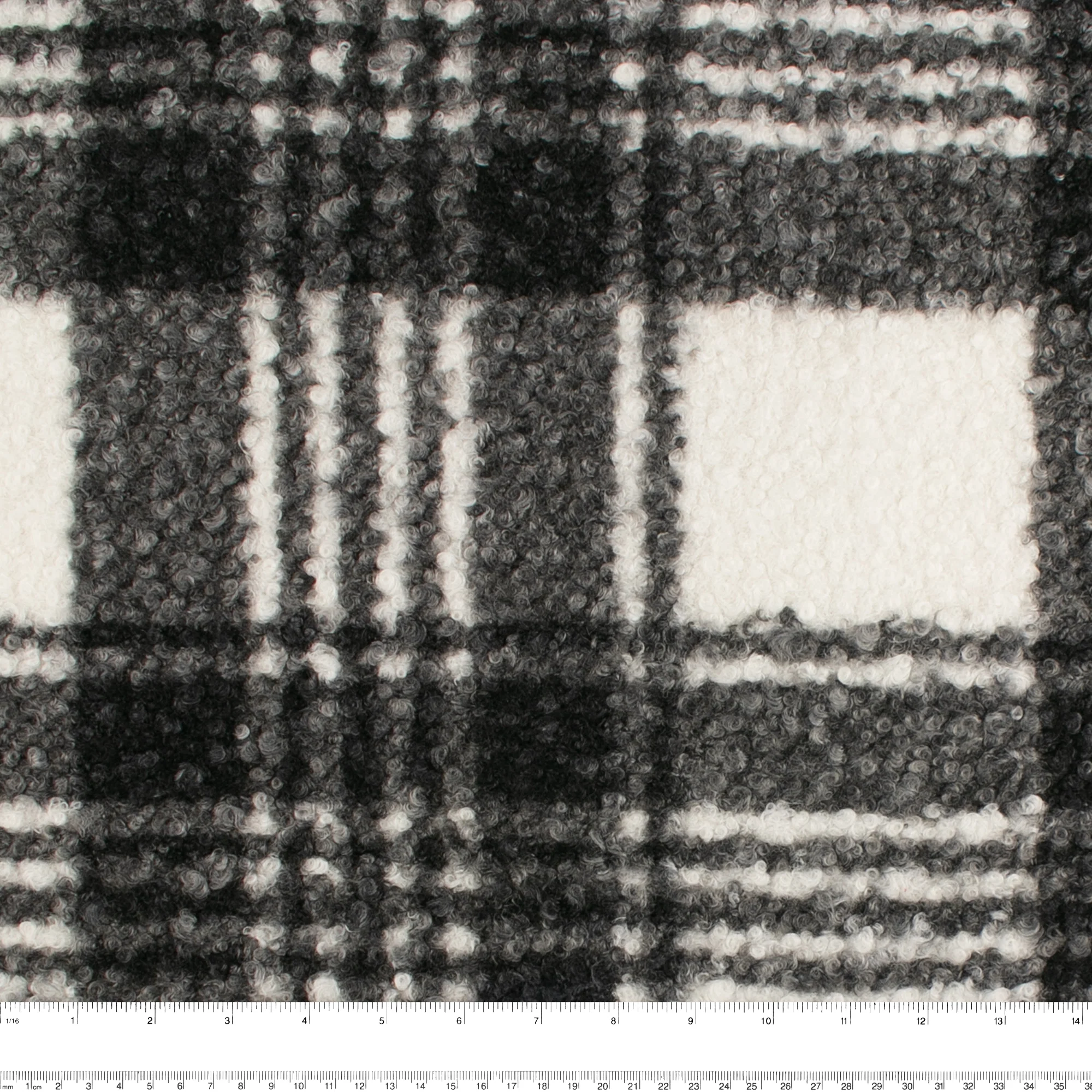 Bouclé Plaid Coating - CURLY - Black - Image 3