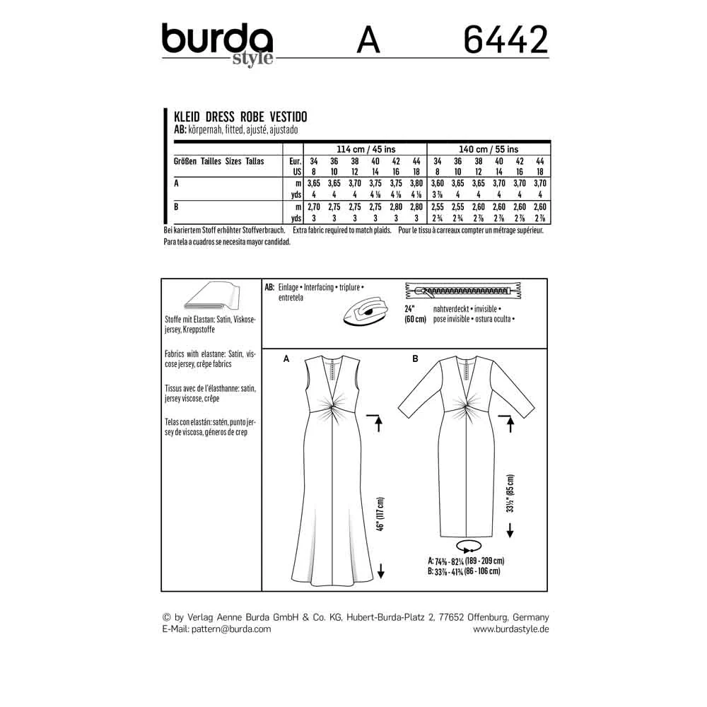 BURDA - 6442 Stretch Dress - Evening Dress - Front Twist - Image 2