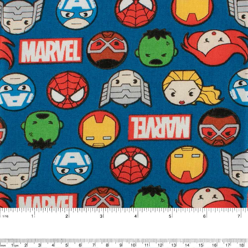 Camelot - PRIVILÈGE - Licensed Cotton Print - Marvel Kawaii action faces - blue - Image 2