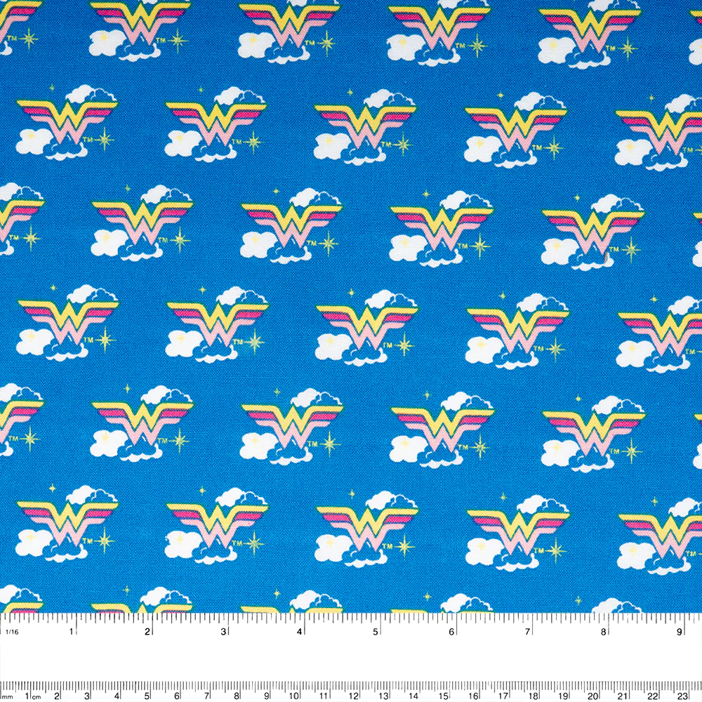 Camelot - PRIVILÈGE - Licensed Cotton Print - Wonder Woman - Logo - Blue - Image 2