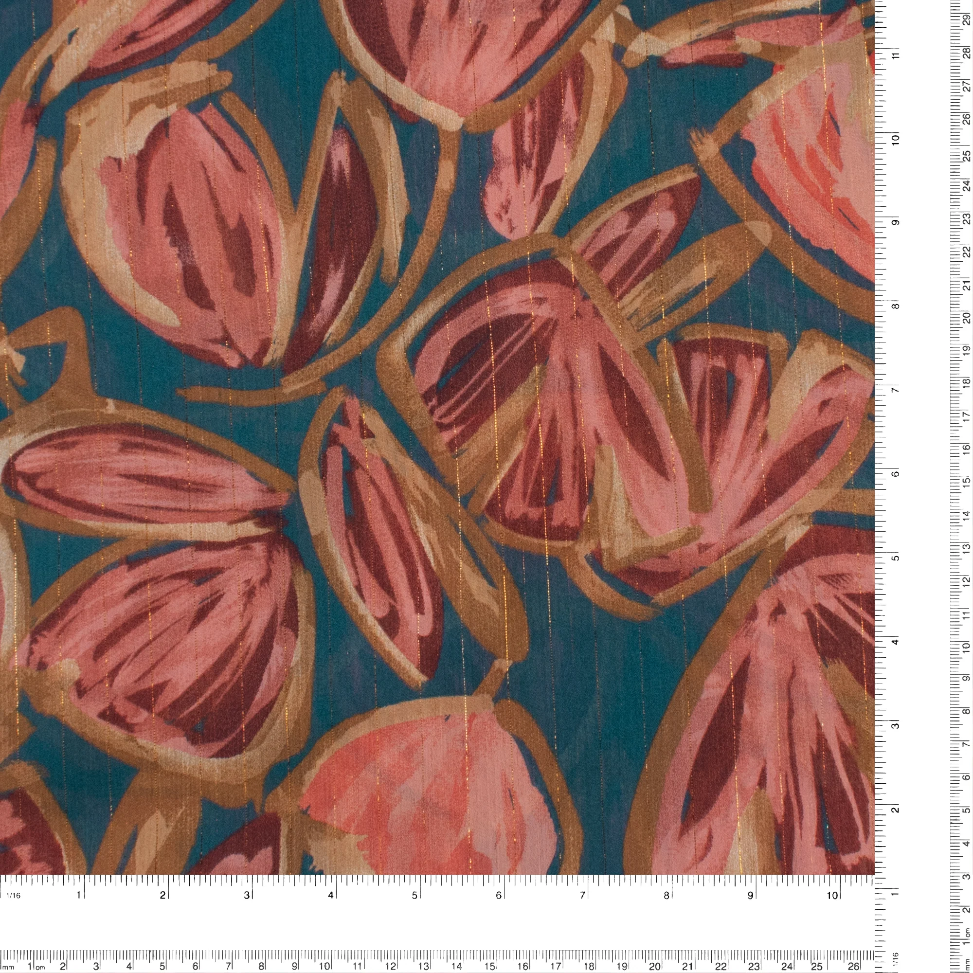 Chiffon with Metallic Print - CANNES - 002 - Floral Abstract - Wine - Image 3