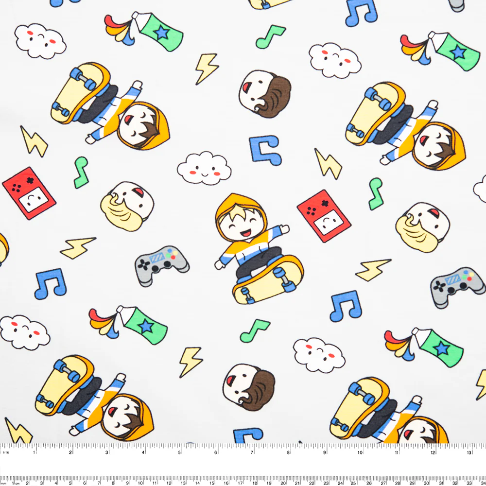 Cotton Lycra Knit Print - IMA-GINE F21 - Comic - White - Image 3
