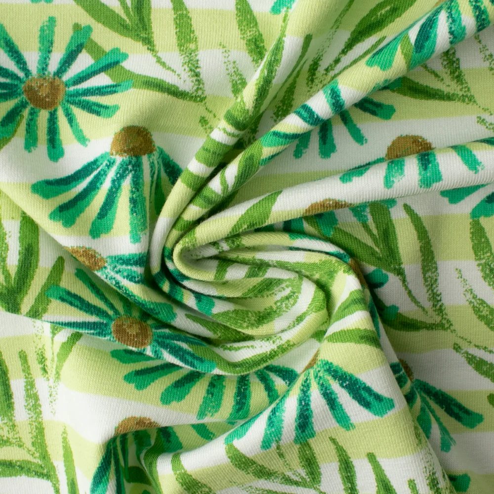 Cotton Lycra Knit Print - IMA-GINE F21 - Daisy - Green - Image 2