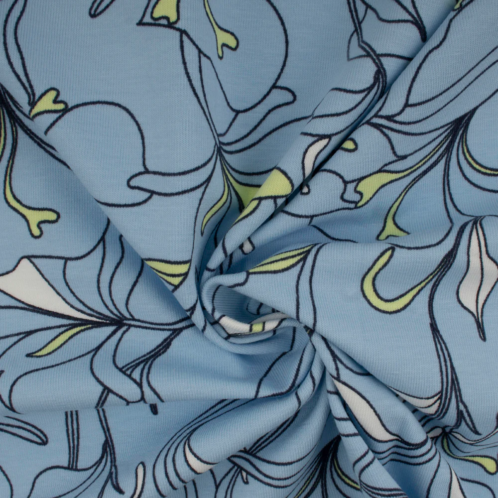 Cotton Lycra Knit Print - IMA-GINE F21 - Lily - Blue / Green - Image 2