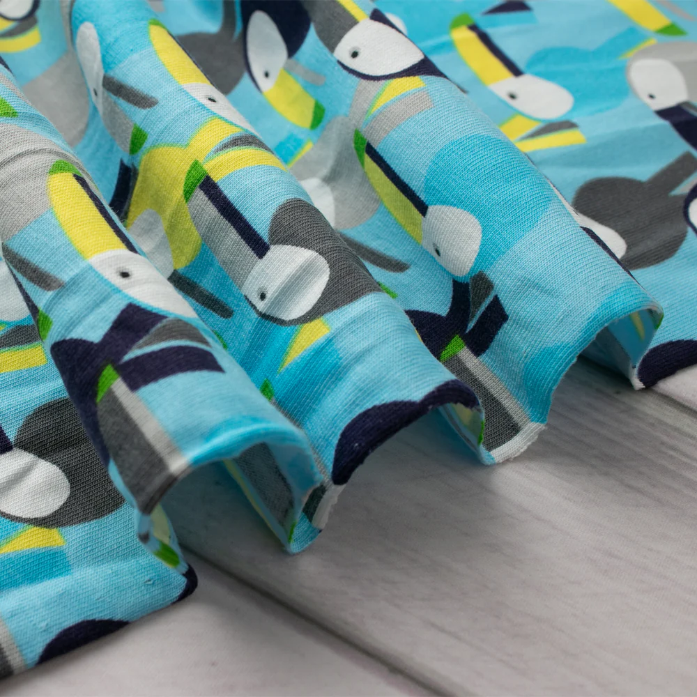 Cotton Lycra Knit Print - IMA-GINE F21 - Toucan - Blue - Image 4