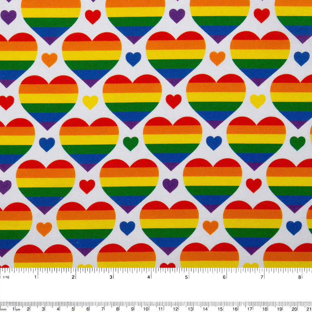 DIGITAL Cotton print - Peace and Love - Heart - White - Image 2