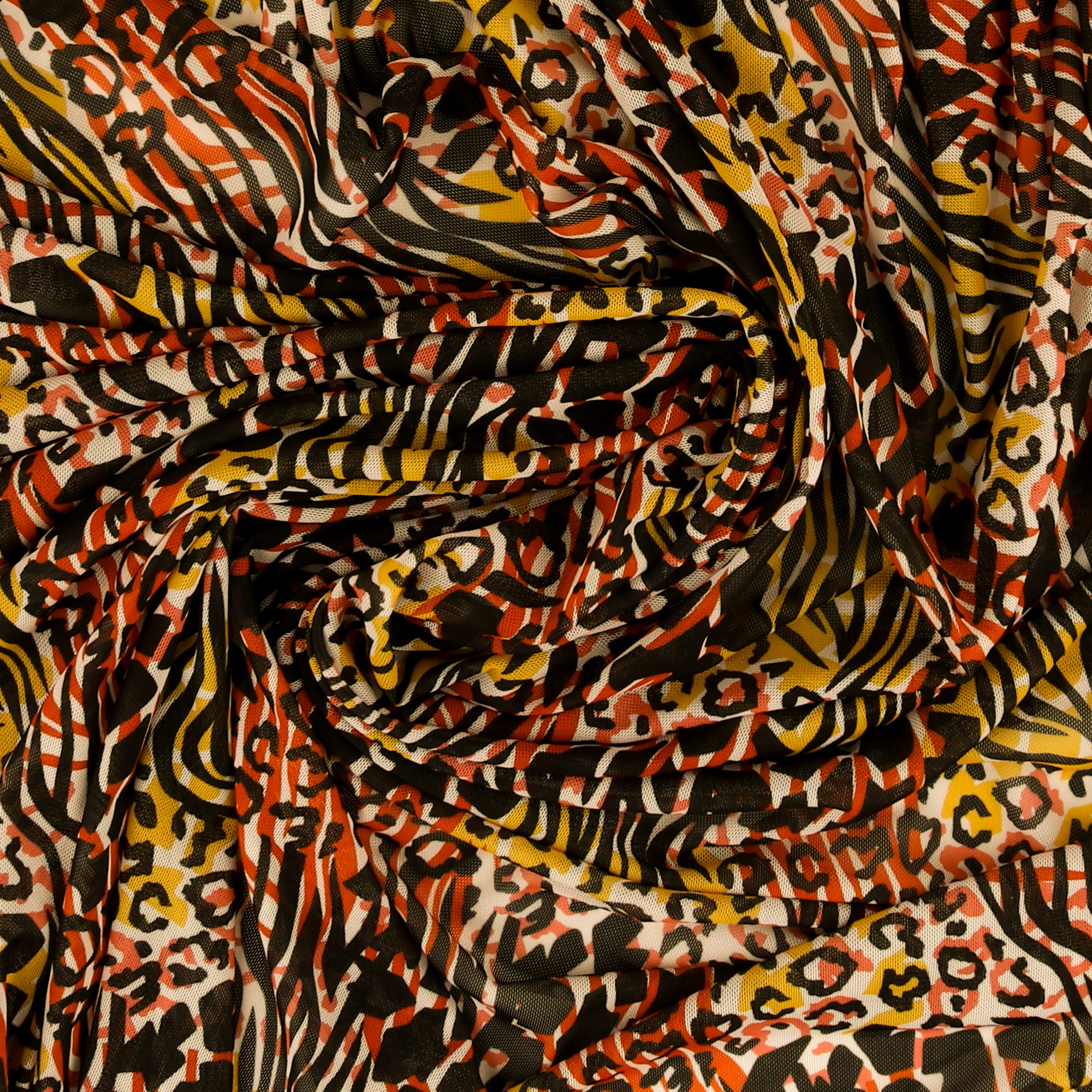 Digital Printed Mesh - OLIVIA - 003 - Gold/Black/Brick - Image 2