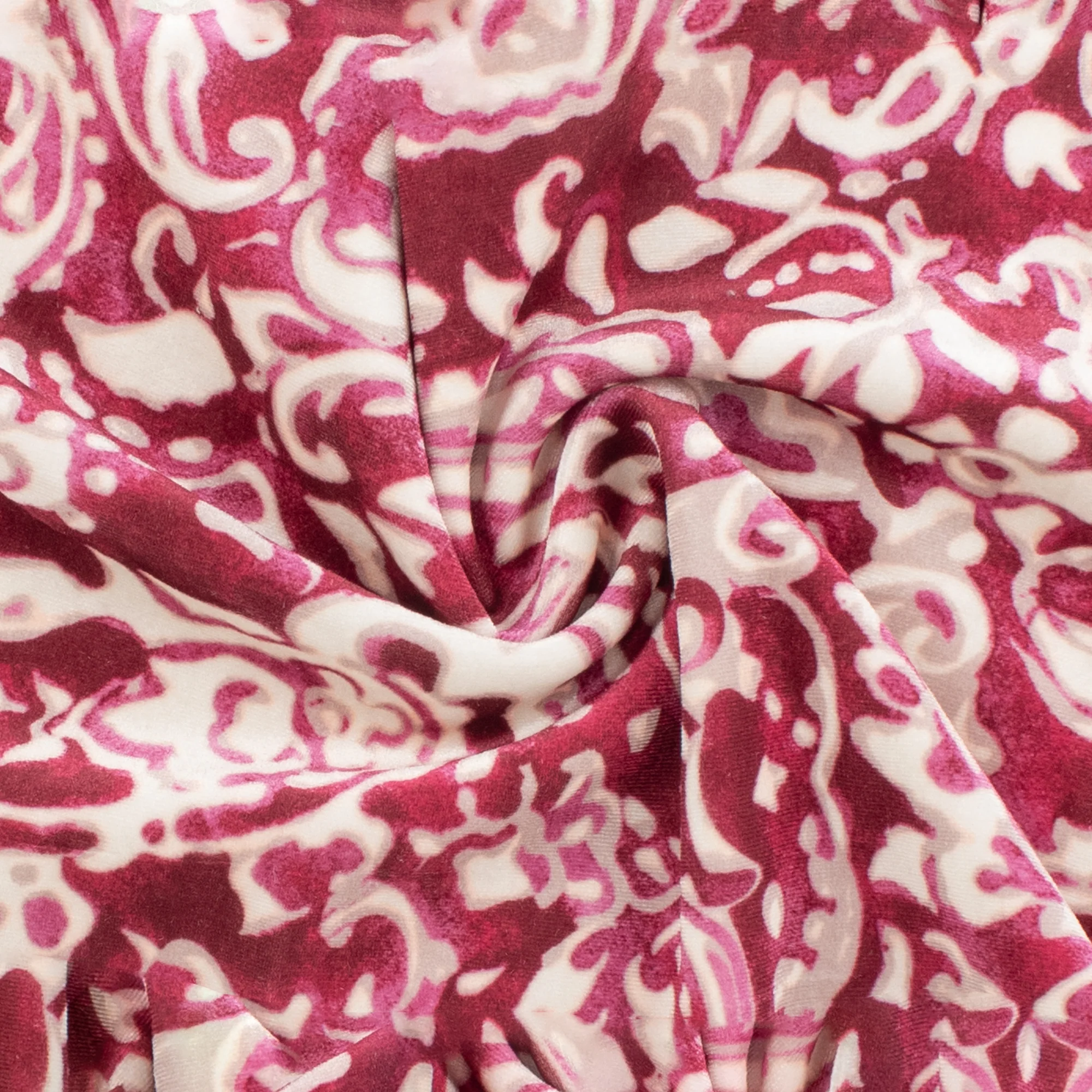 Digital Printed Stretch Velvet - GLAM - 001 Raspberry - Image 2