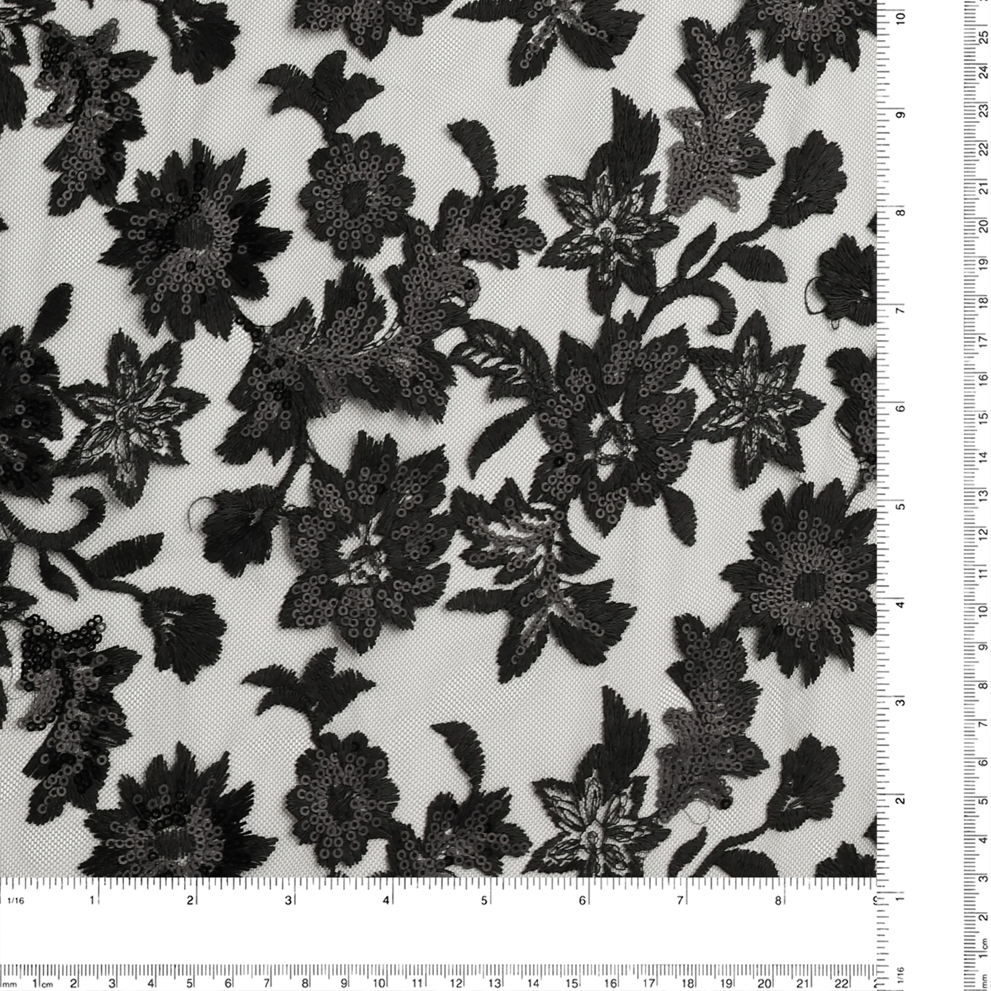 Embroidered Mesh With Sequins - BRIGITTE - 026 - Black - Image 3