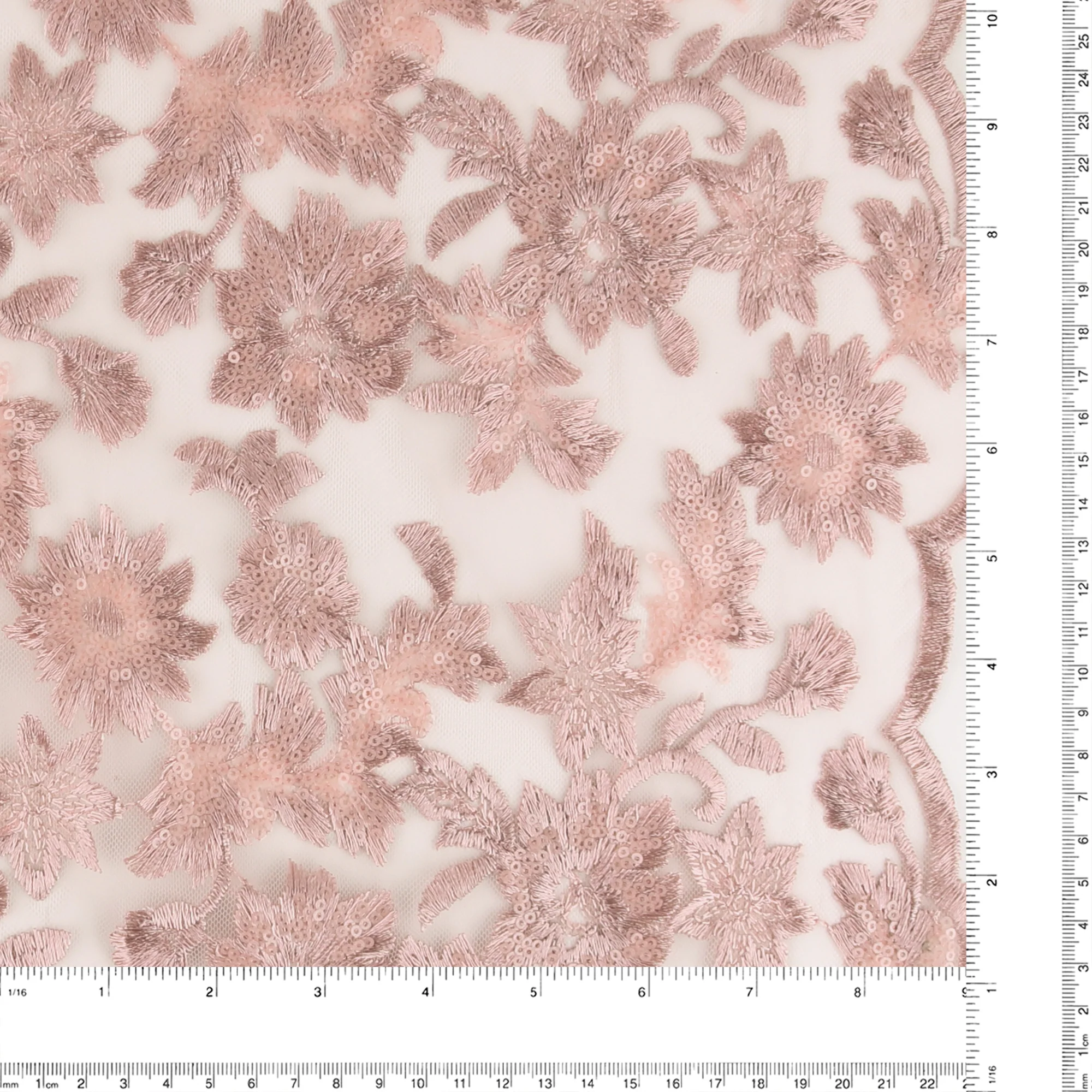 Embroidered Mesh With Sequins - BRIGITTE - 028 - Blush - Image 3