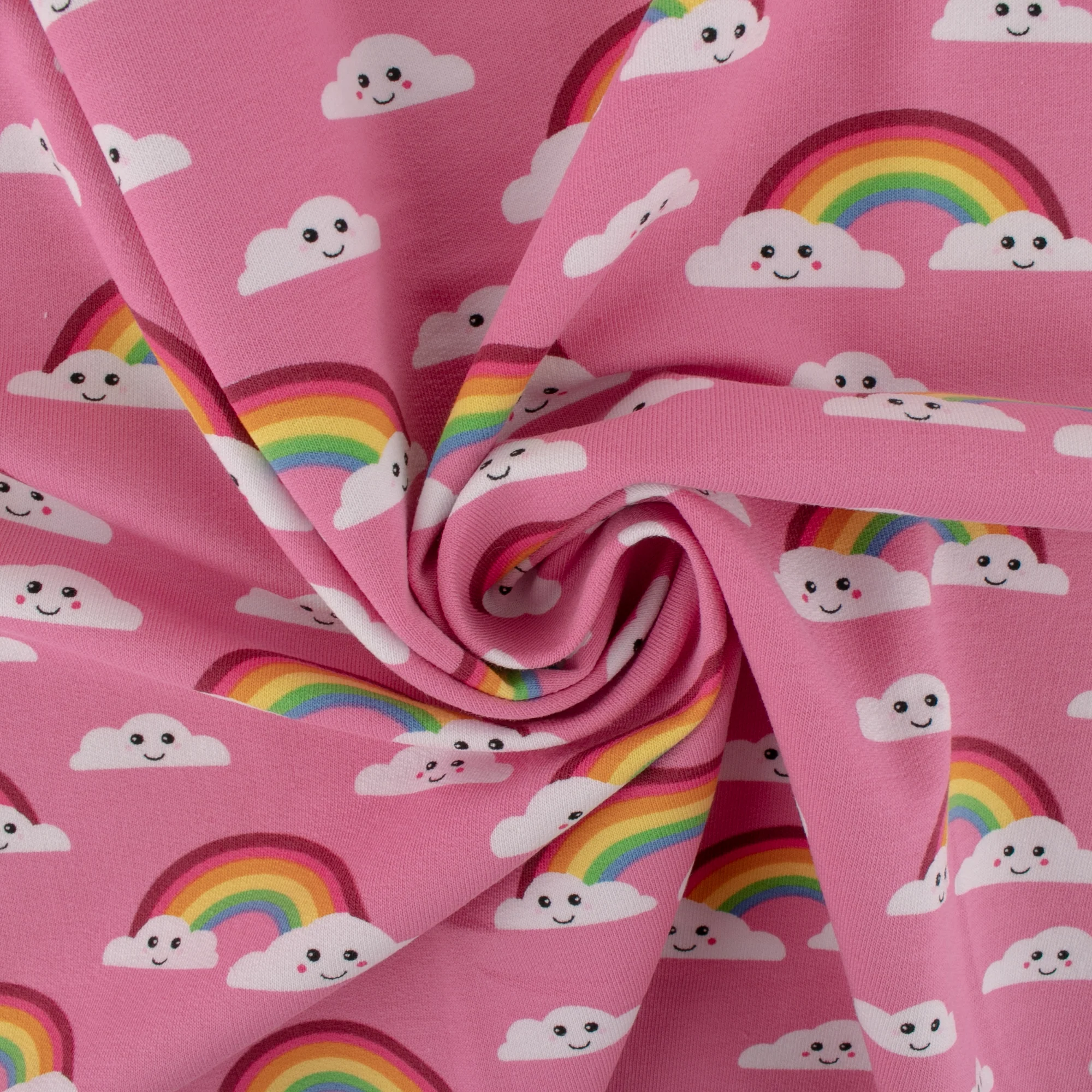 EUROPEAN - Cotton French Terry Print  - Rainbow - Pink - Image 2