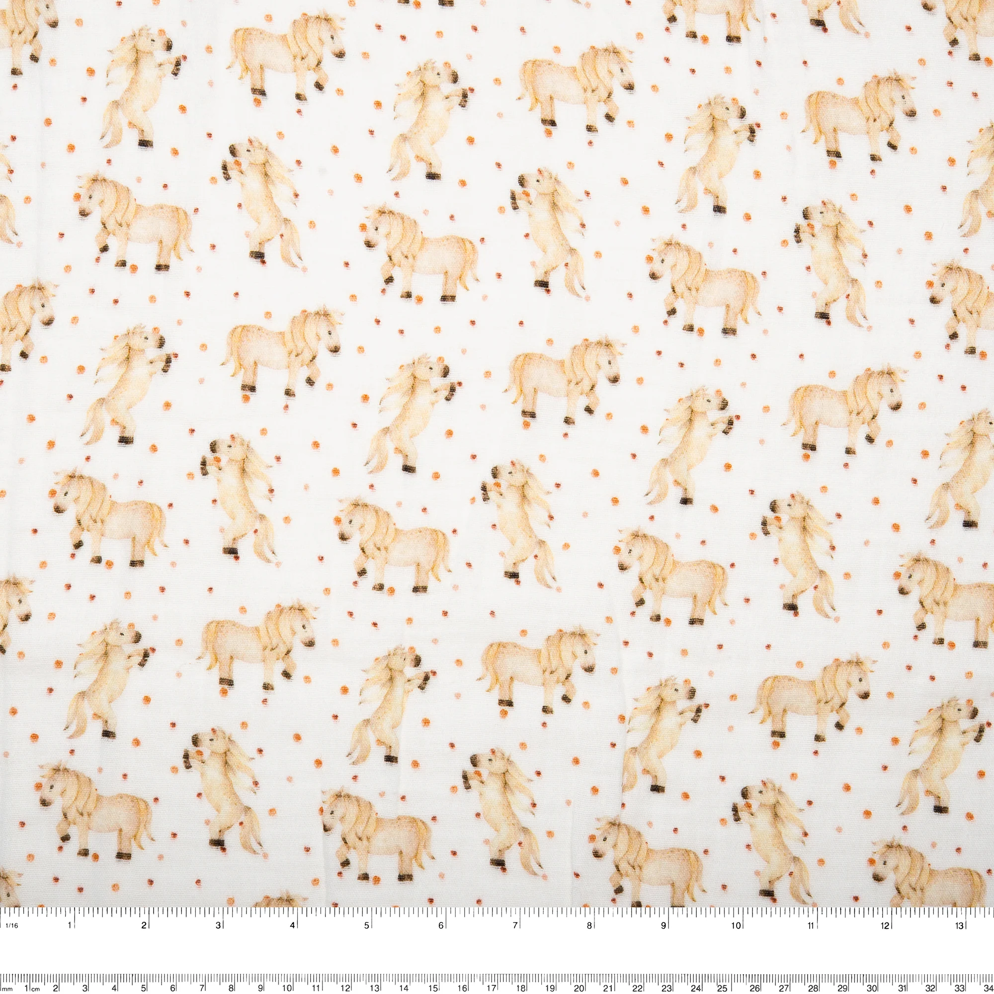 EUROPEAN Digital printed double gauze - Horses - Bone - Image 3