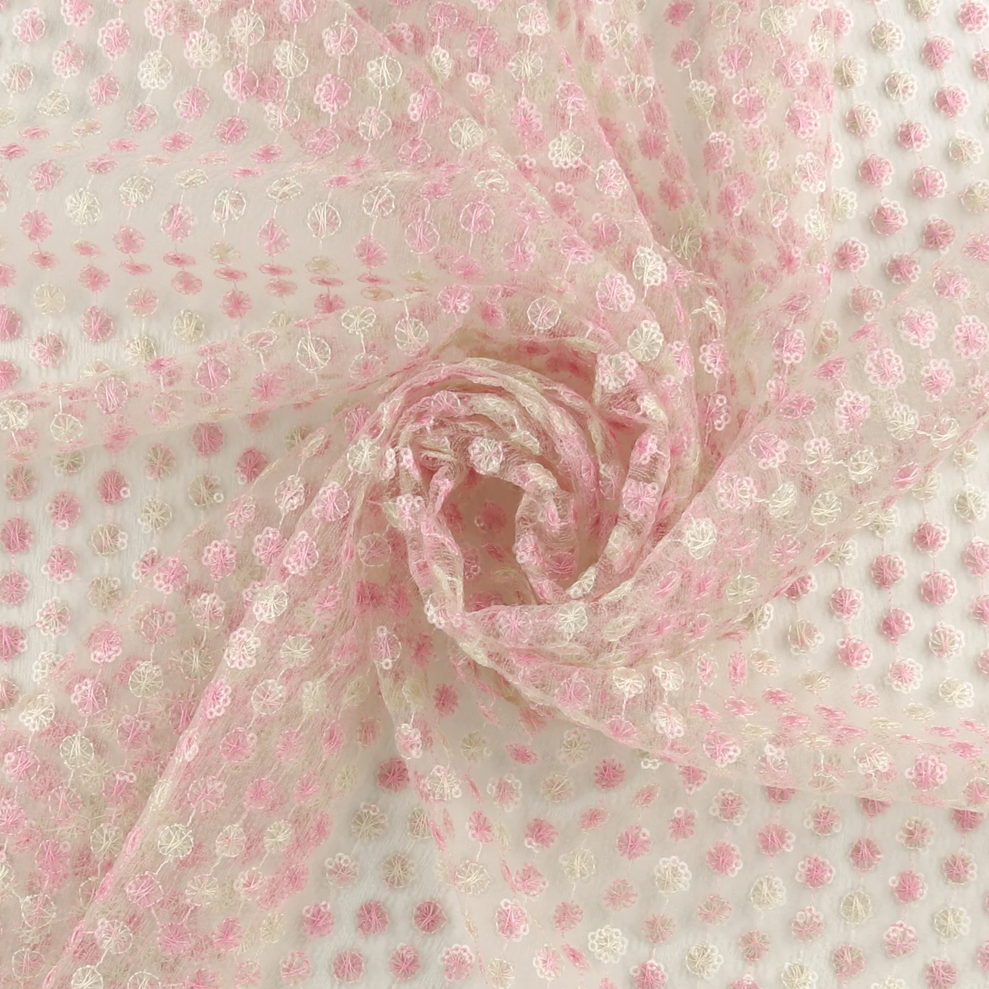 FANCY Embroidered Mesh - 001 - Soft Pink - Image 2