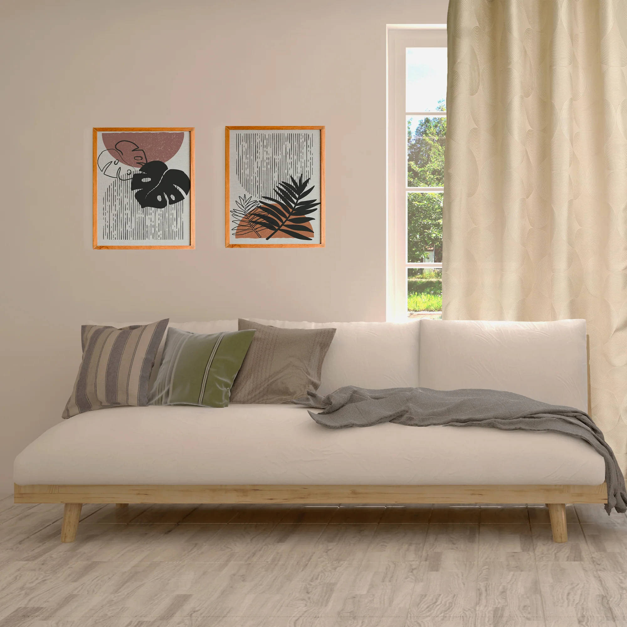 Grommets curtain panel - Aurora - Beige - Image 2