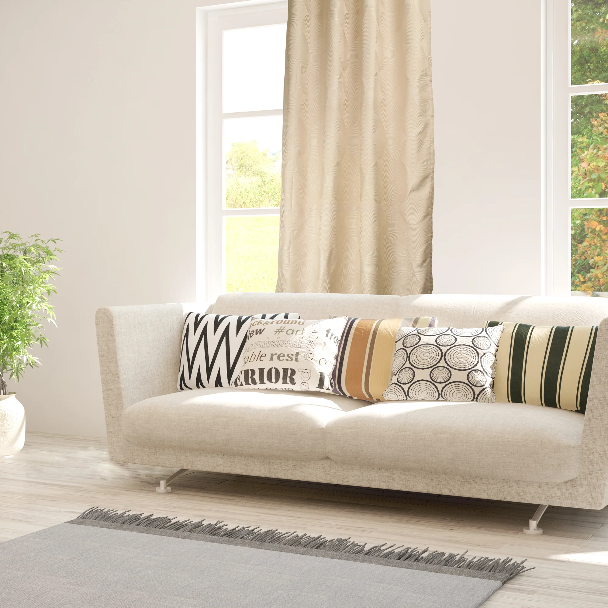 Grommets curtain panel - Aurora - Beige - Image 3