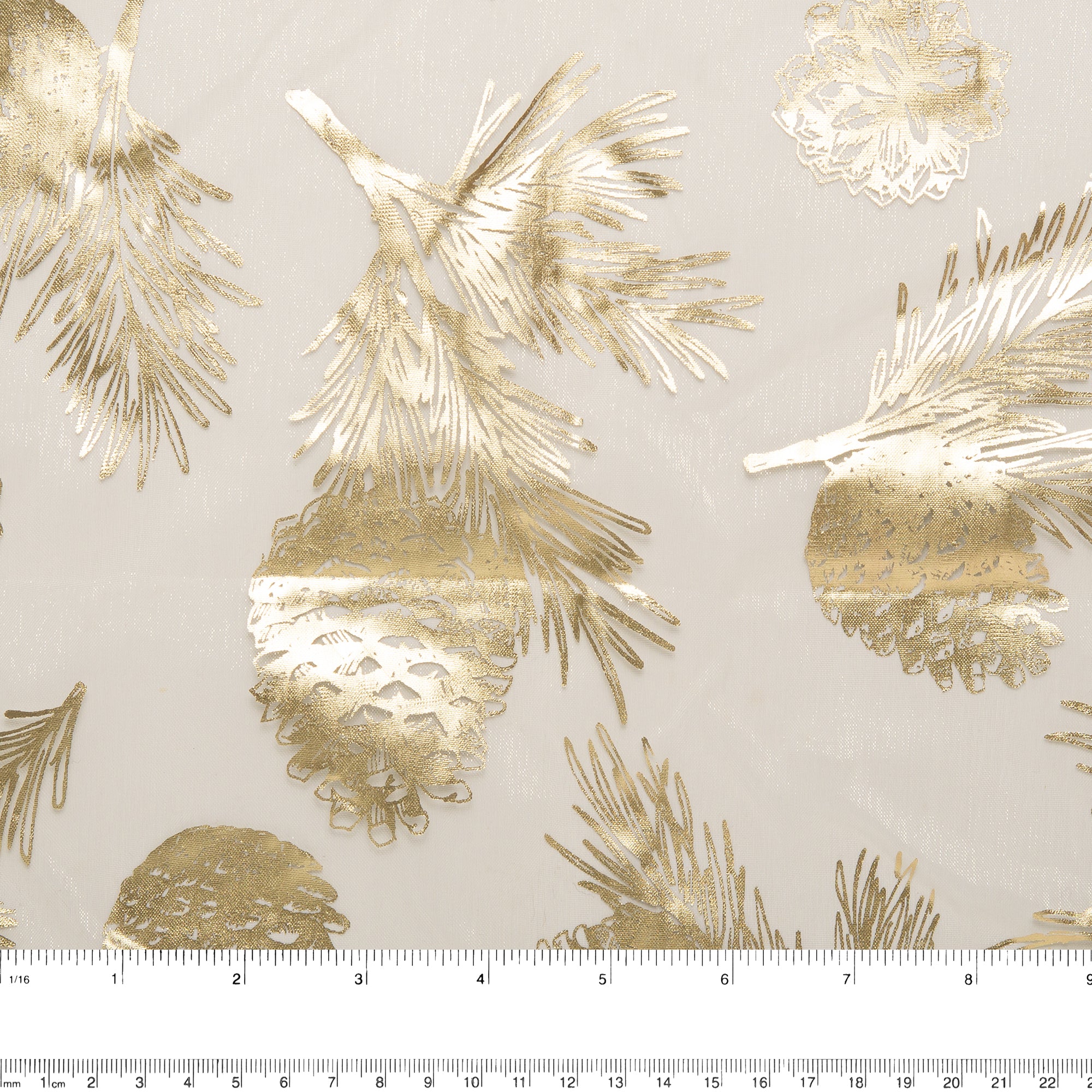 Holiday Organza Foil - Pine cone - White / Gold - Image 3