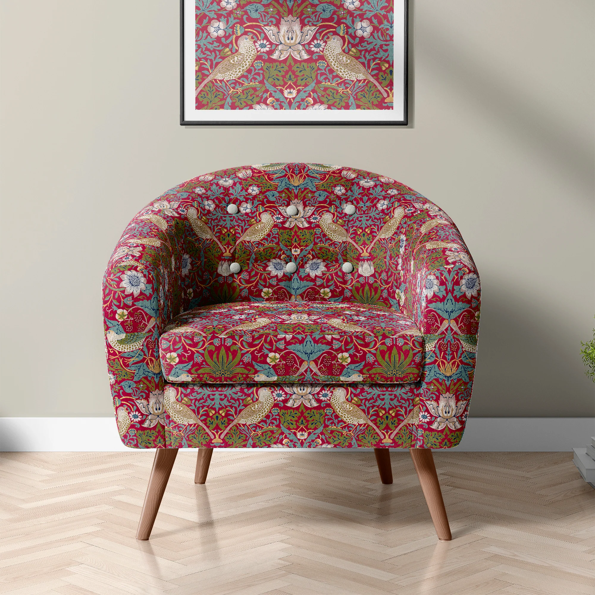 Home Decor Fabric - William Morris - Strawberry Thief - Red - Image 4