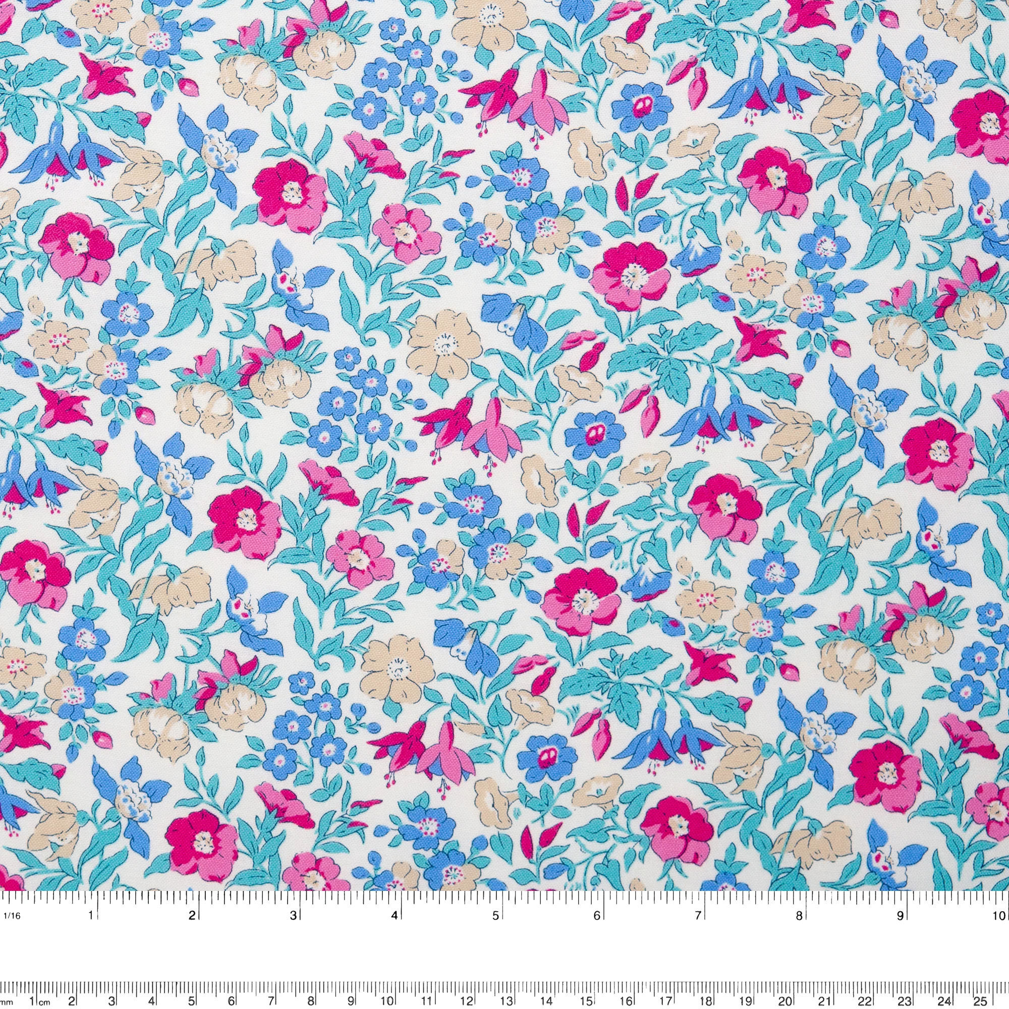 LIBERTY of PARIS Printed Cotton - Flowered Garden - Turquoise - Image 3