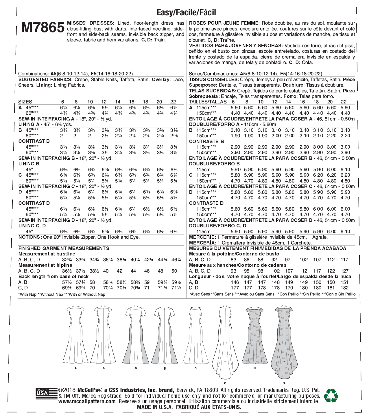 M7865 Misses' Dresses (size: 14-16-18-20-22) - Image 9