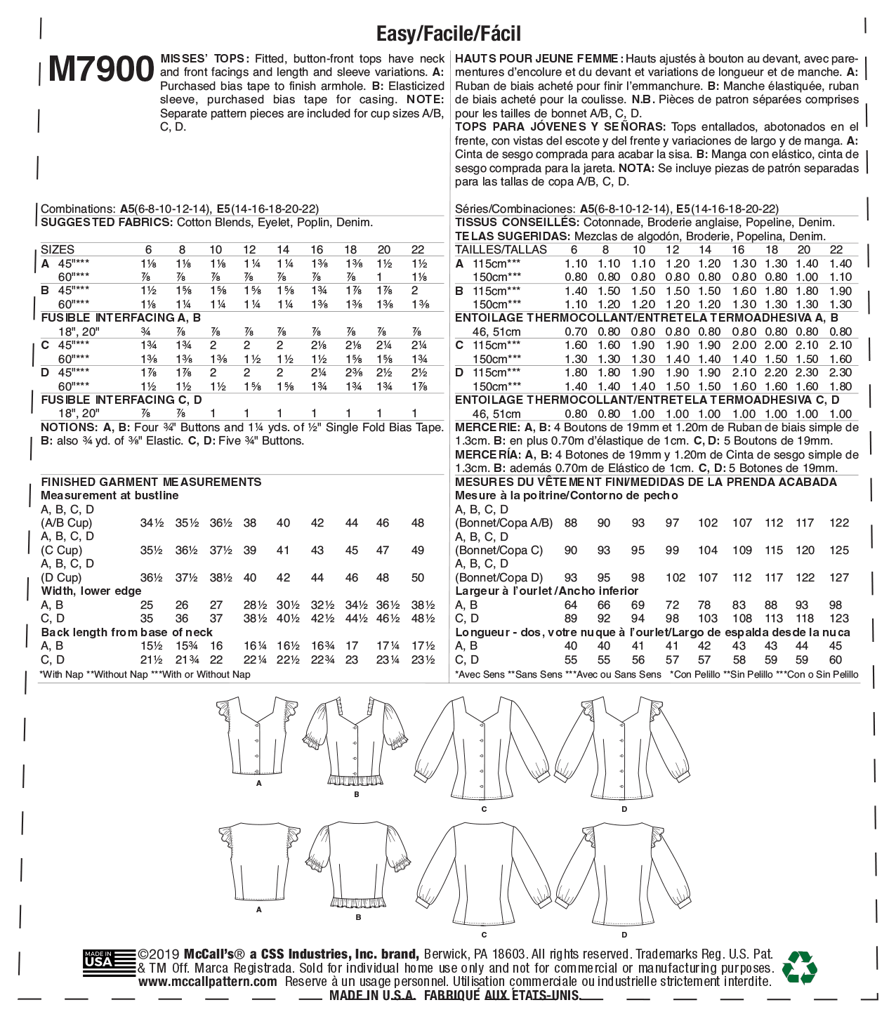 M7900 Misses' Tops (size: 14-16-18-20-22) - Image 7