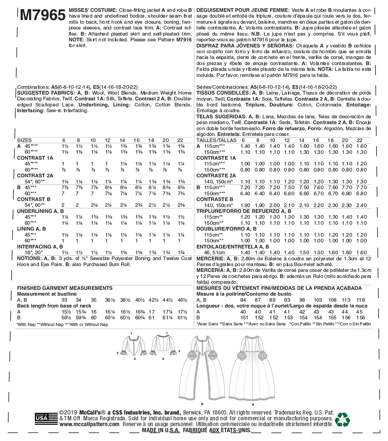M7965 Misses' Costume (size: 14-16-18-20-22) - Image 7