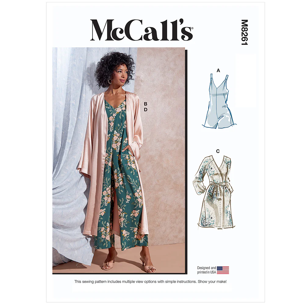 M8261 Misses' Romper, Jumpsuit, Robe with Sash(L-XL-XXL)