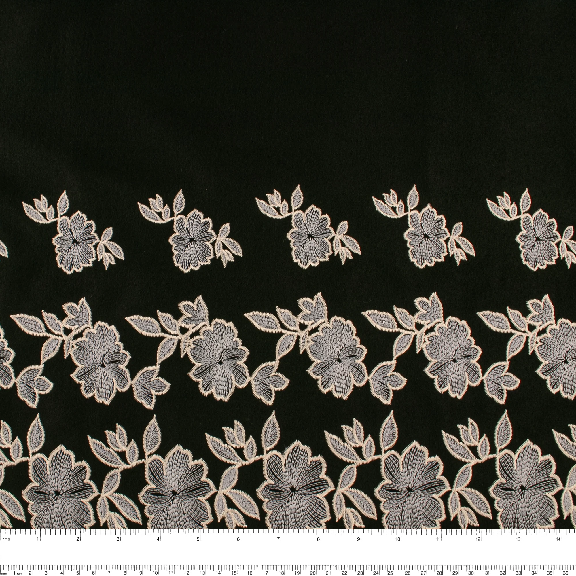 Novelty Embroidered Coating - ELSA - Florals - Black - Image 3