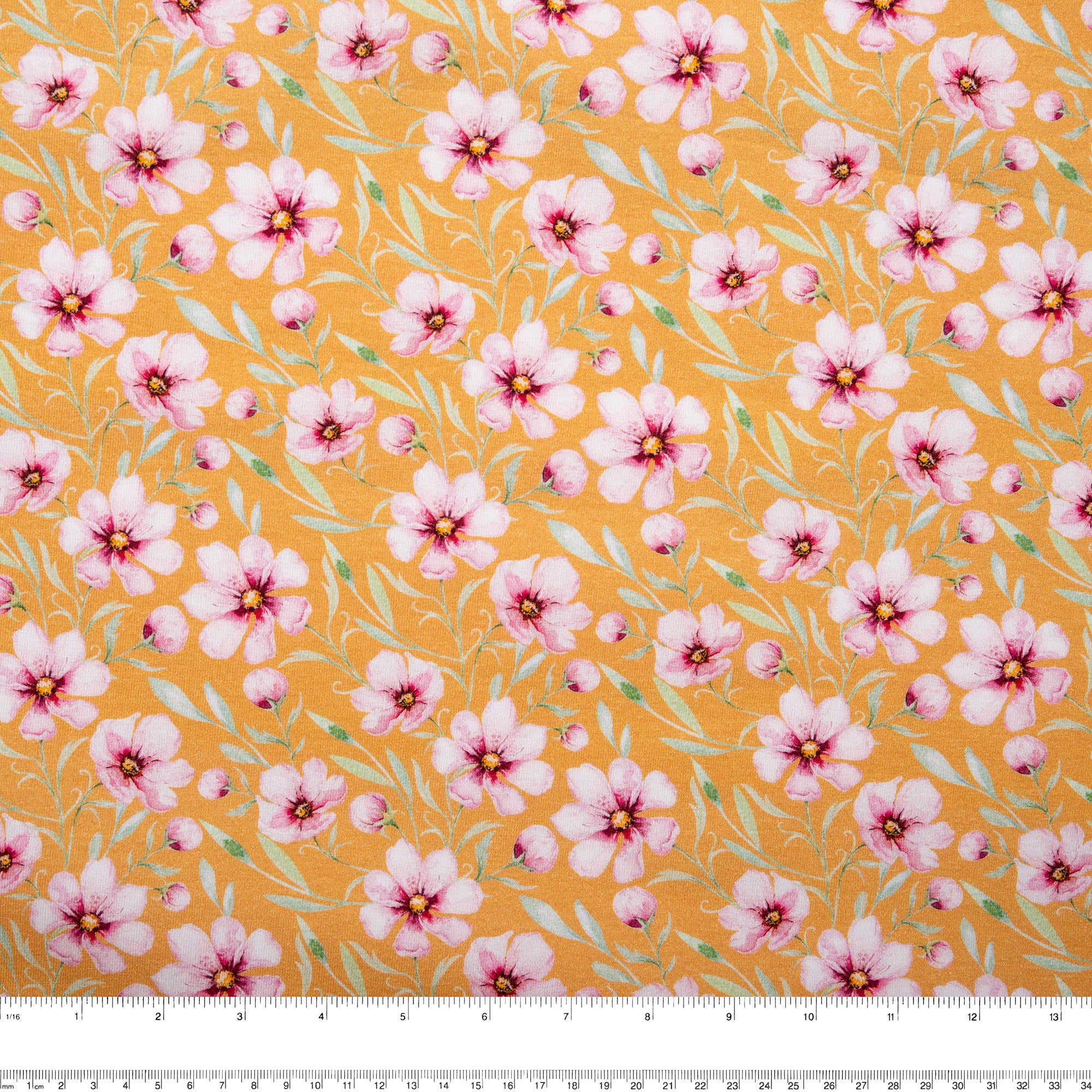ORGANIC Cotton Lycra Printed Knit - Clematis - Nutmeg - Image 3