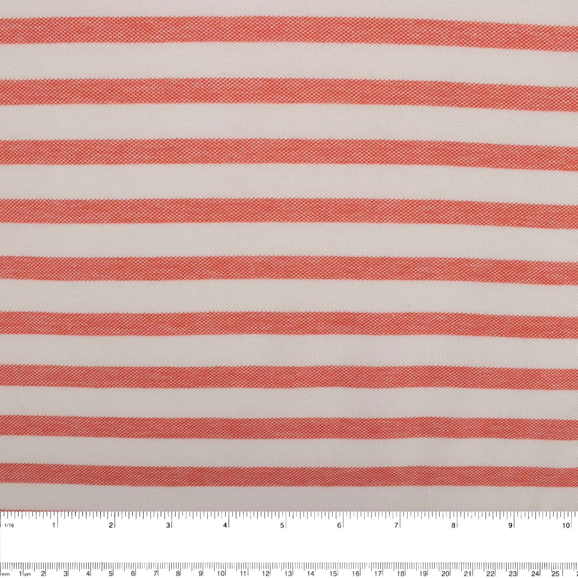 Pique Cotton Jersey - Stripe - Orange - Image 3