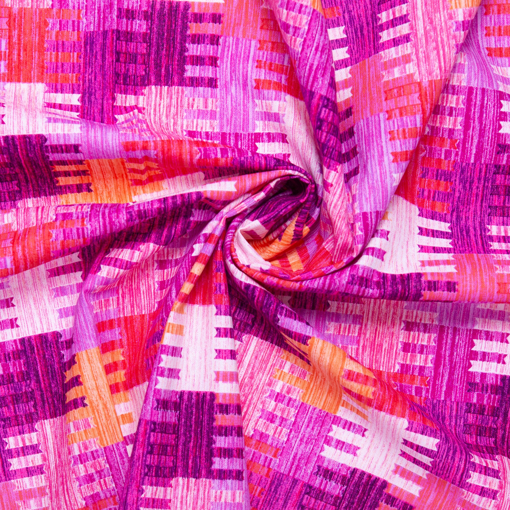 Printed cotton - KINETIC GEOMETRICS - Geometric - Pink / Purple - Image 2