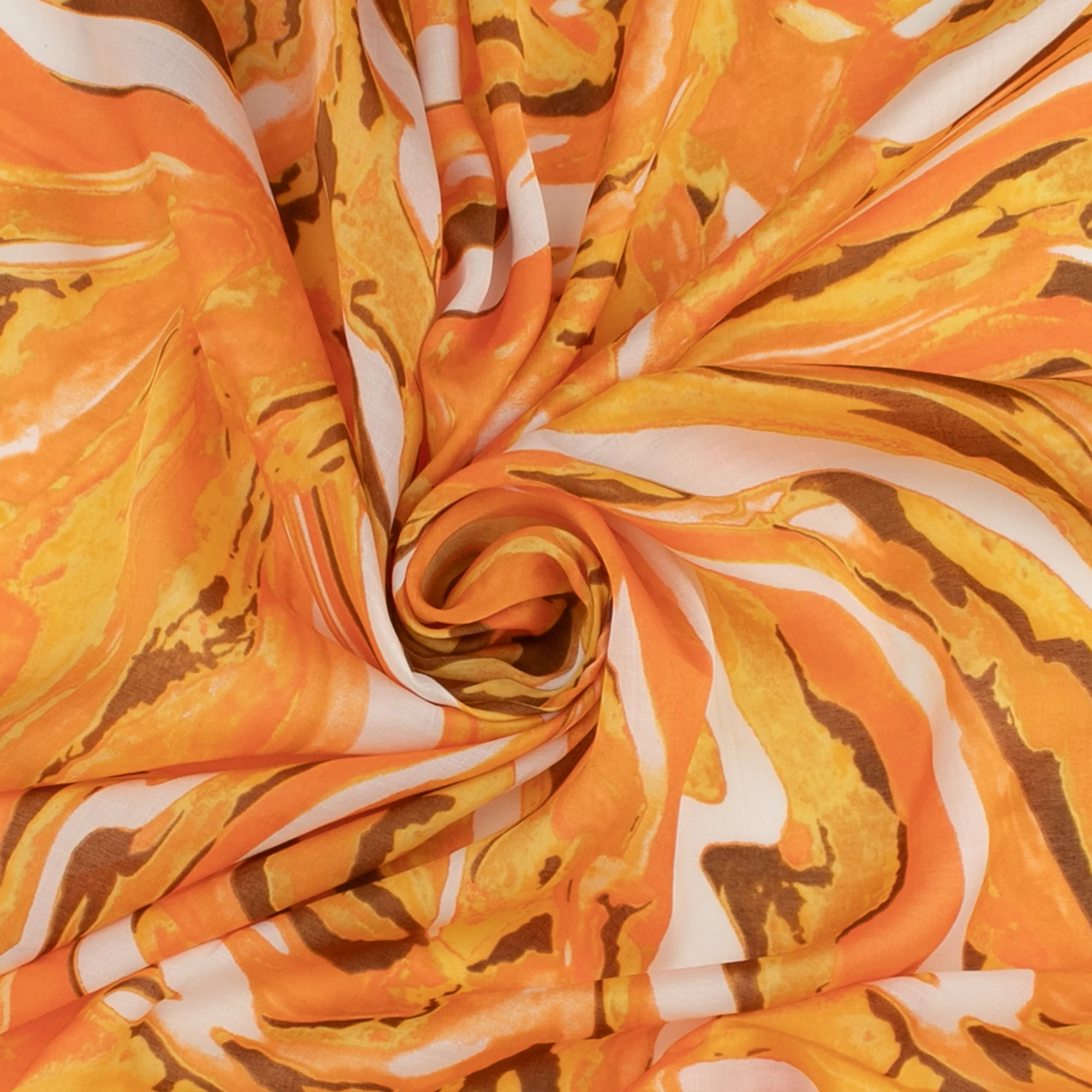 Printed Faux Silk - BRIANA - 008 - Tangerine - Image 2