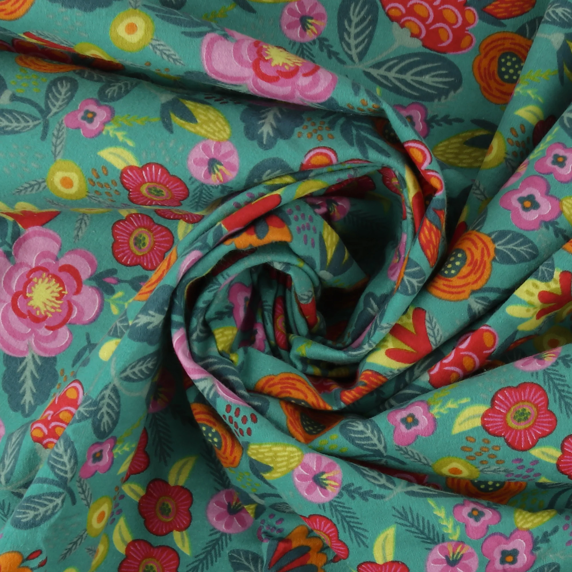 Printed Flannelette - CHARLIE - 117 - Teal - Image 2
