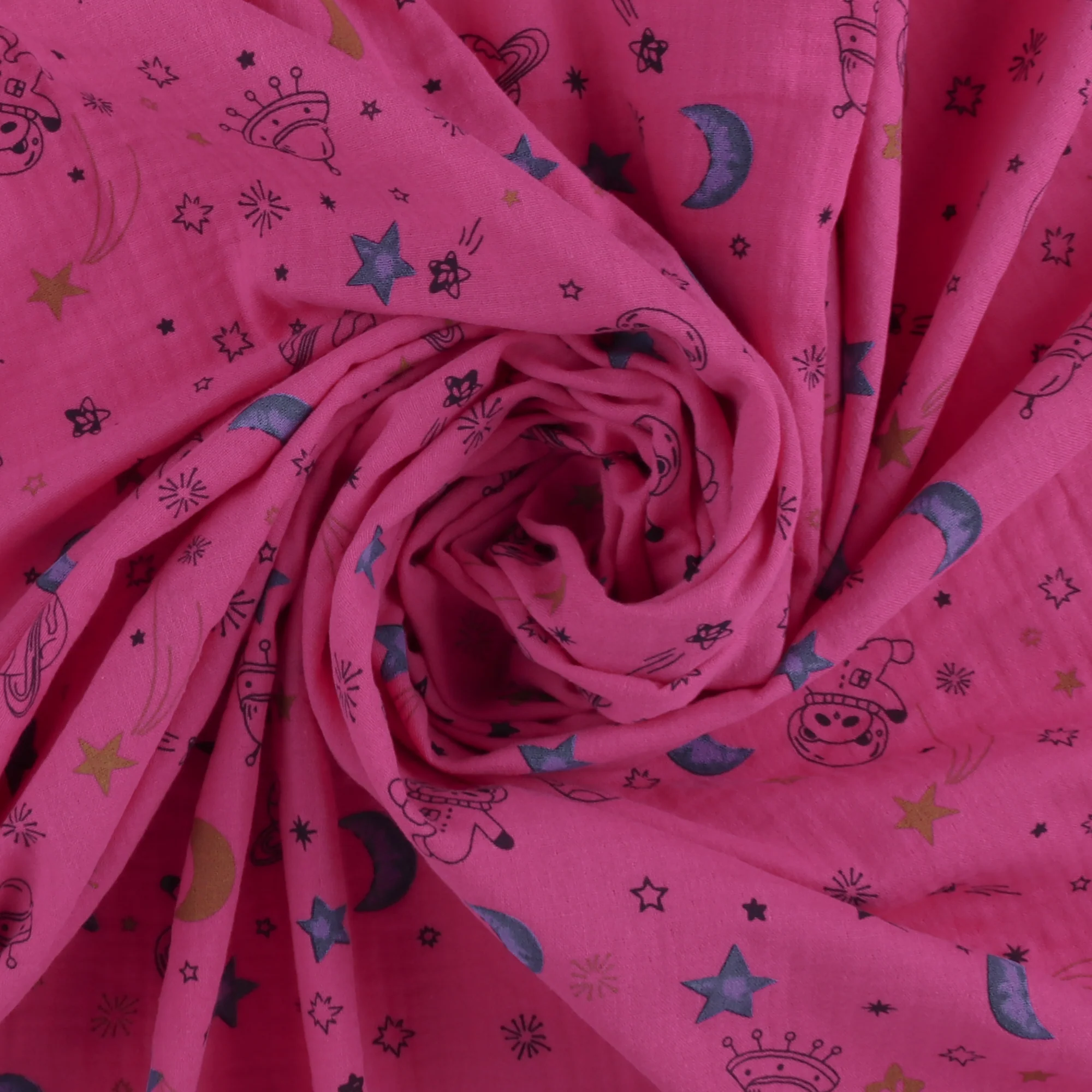 Printed Gauze Cotton - NAP TIME - 002 - Hot Pink - Image 2