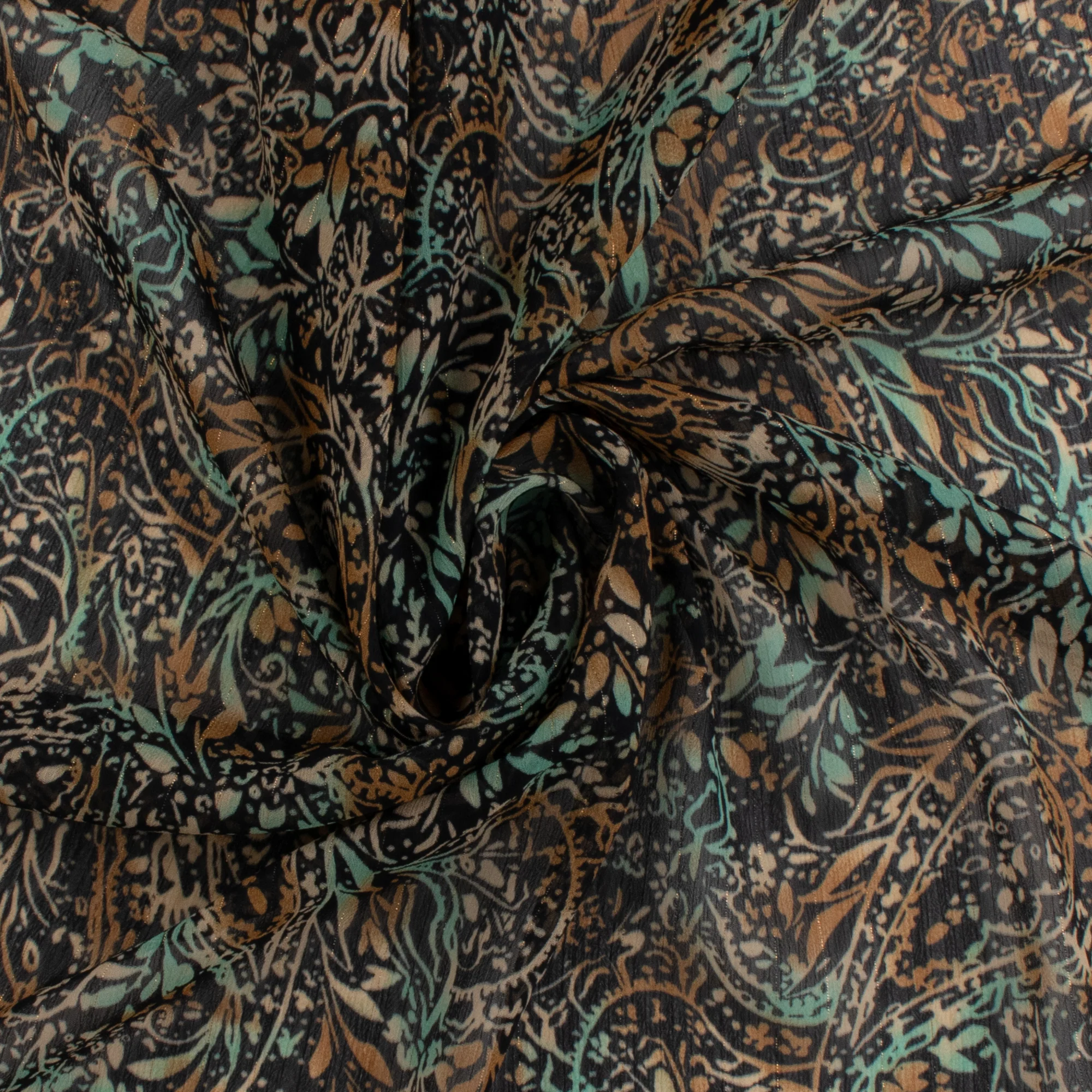 Printed Metallic Chiffon Yoryu - CHANTAL - 005 - Black - Image 2