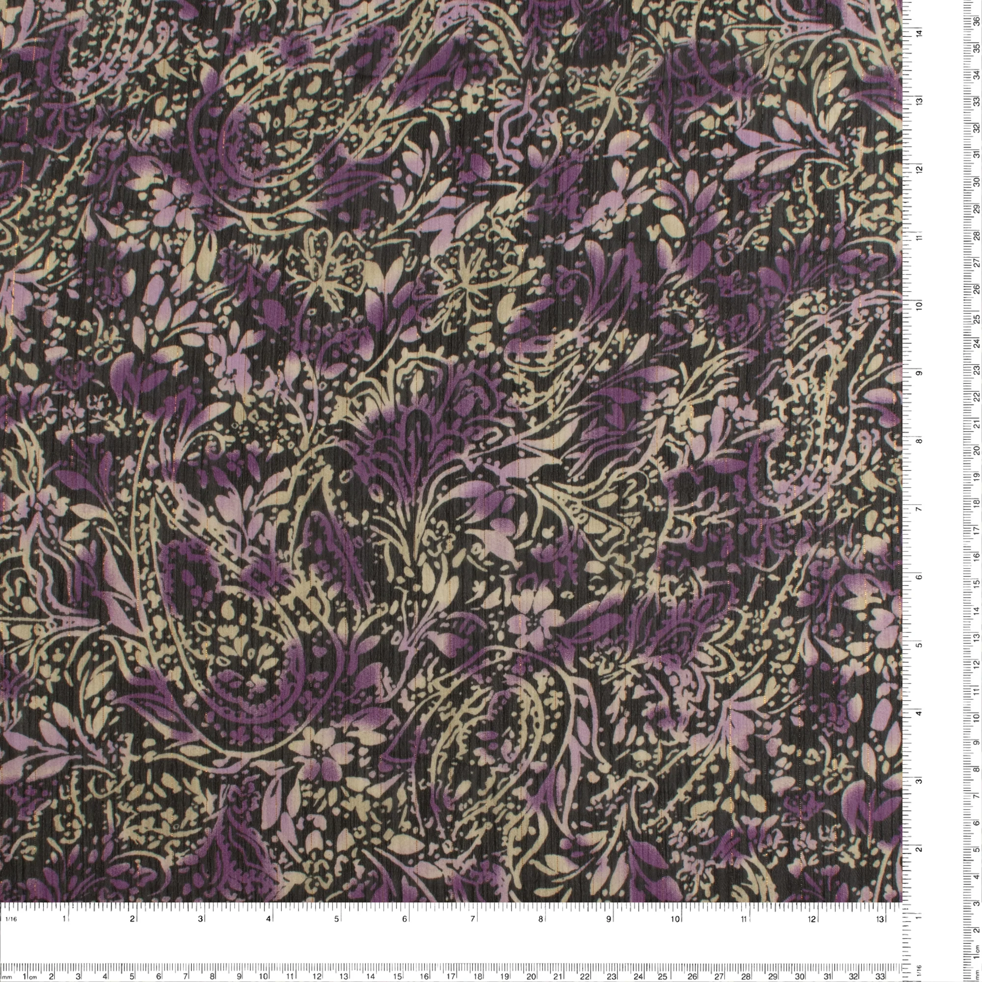 Printed Metallic Chiffon Yoryu - CHANTAL - 006 - Purple - Image 3