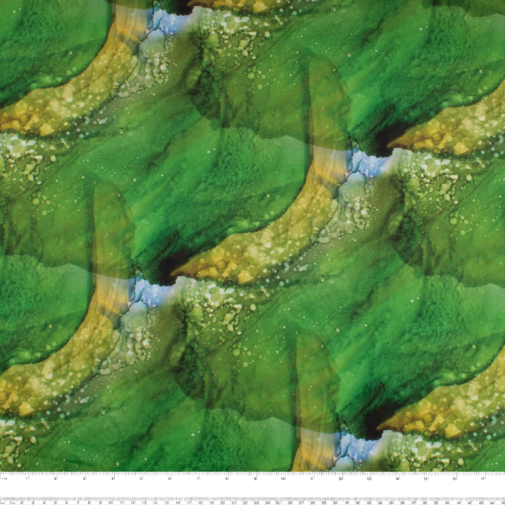 Printed Micro Chenille - DIGITAL - Abstract - Green - Image 3