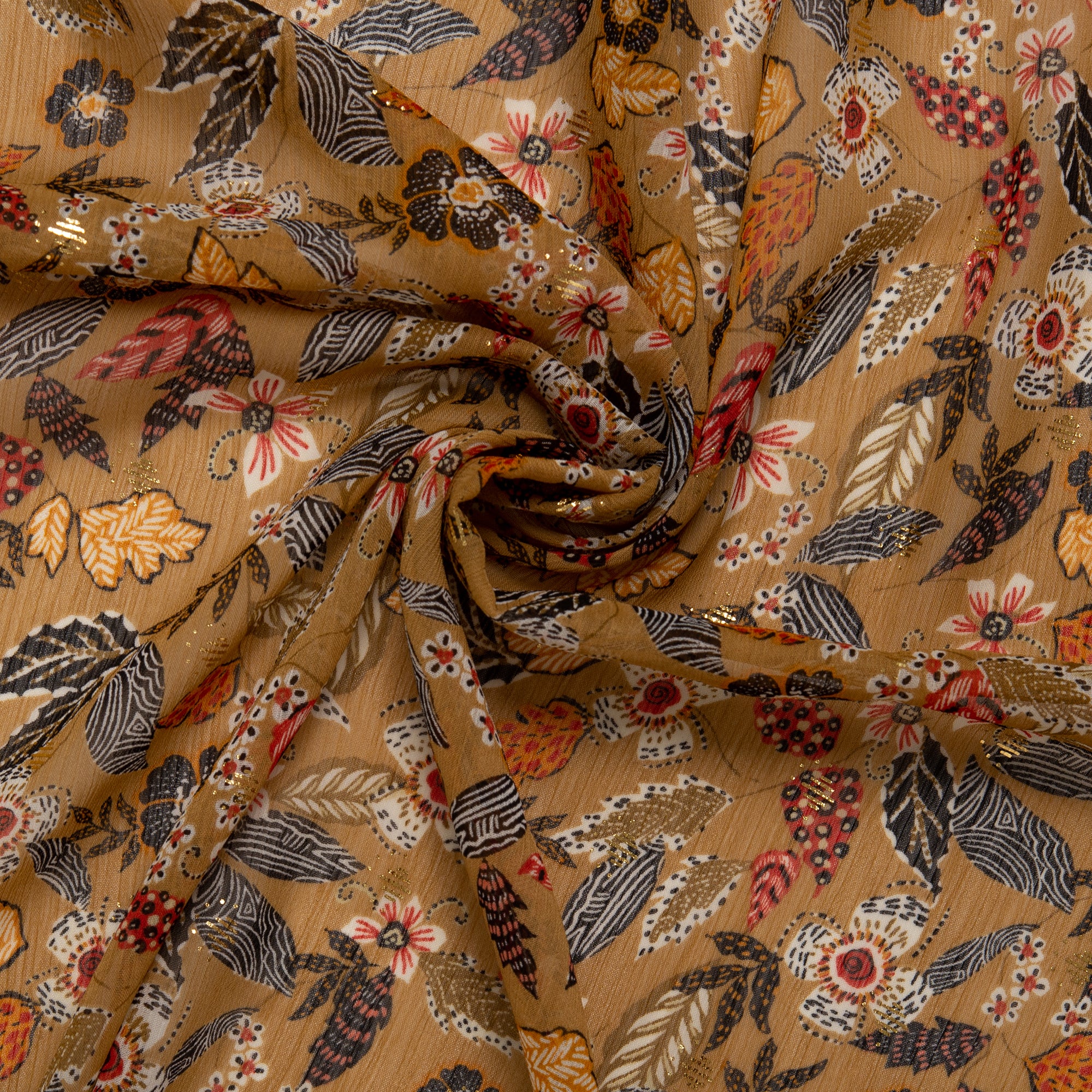 Printed polyester - OLIVIA - Leafs - Sundew - Image 2