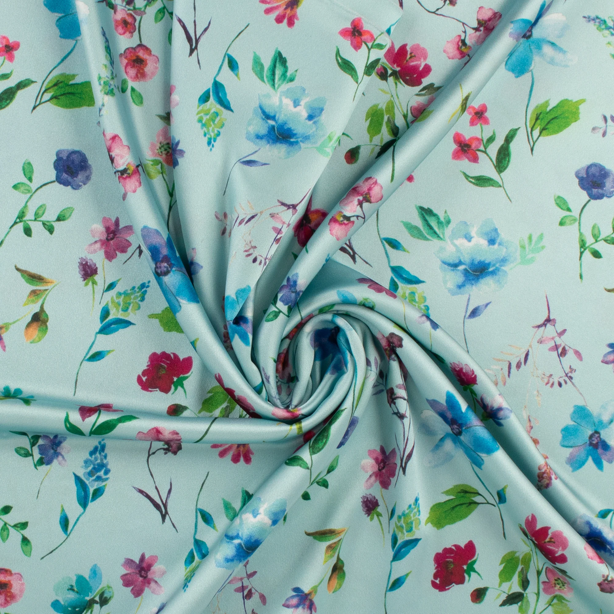 Printed Satin - ELEGANZA - 007 - Aqua - Image 2