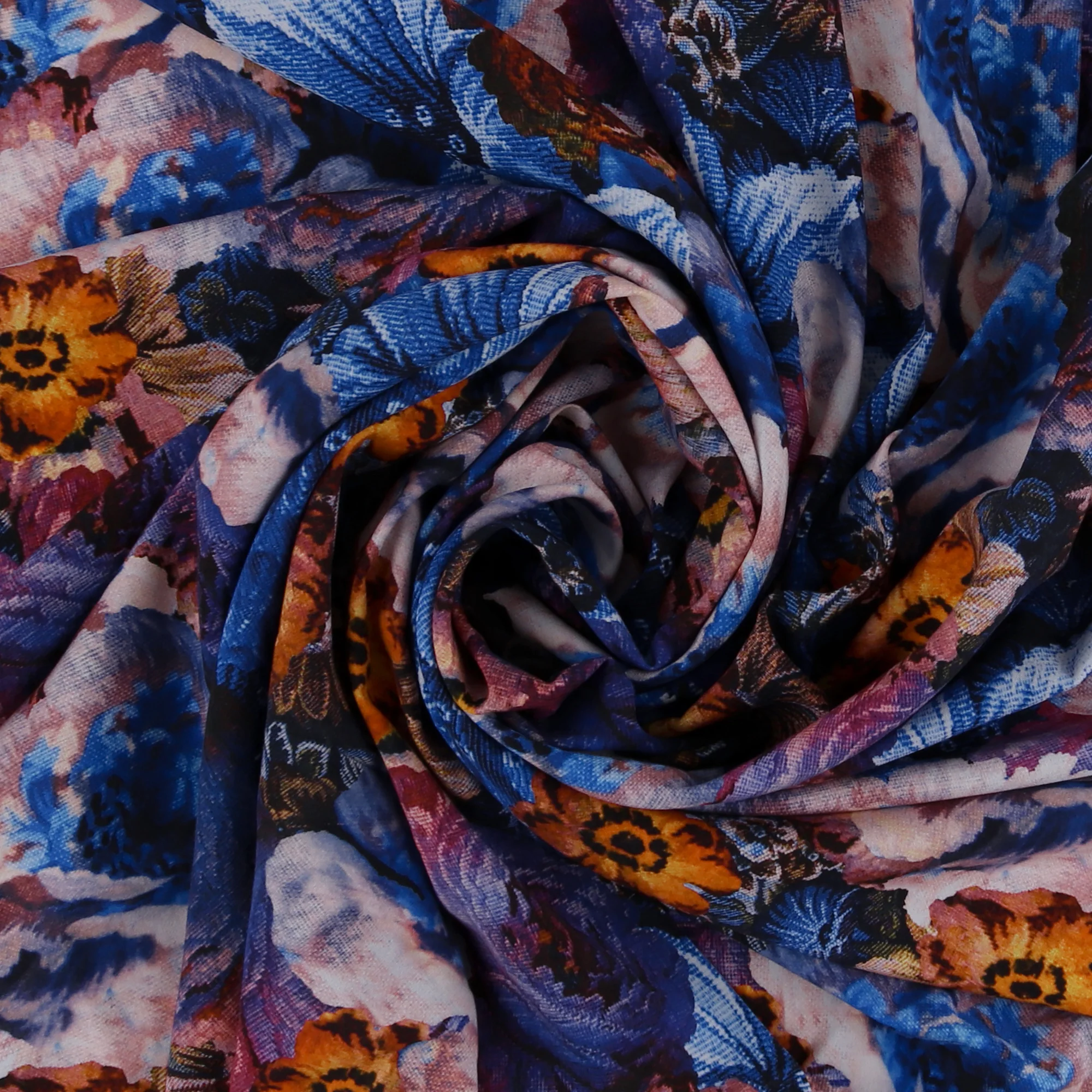 Printed Stretch Rayon Poplin - MILA - 003 - Blue - Image 2