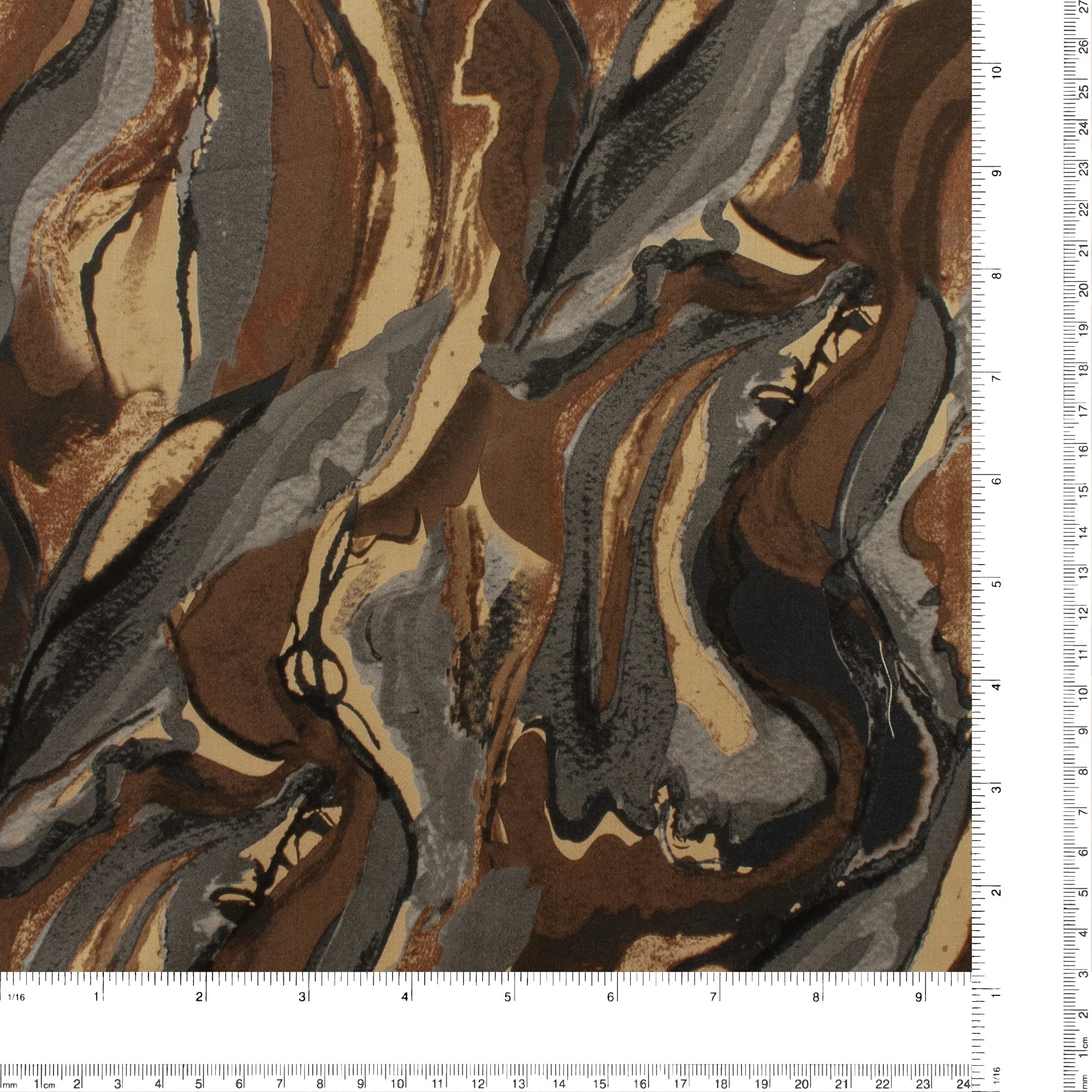Rayon Satin Print - AROMA - 001 - Grey - Image 3