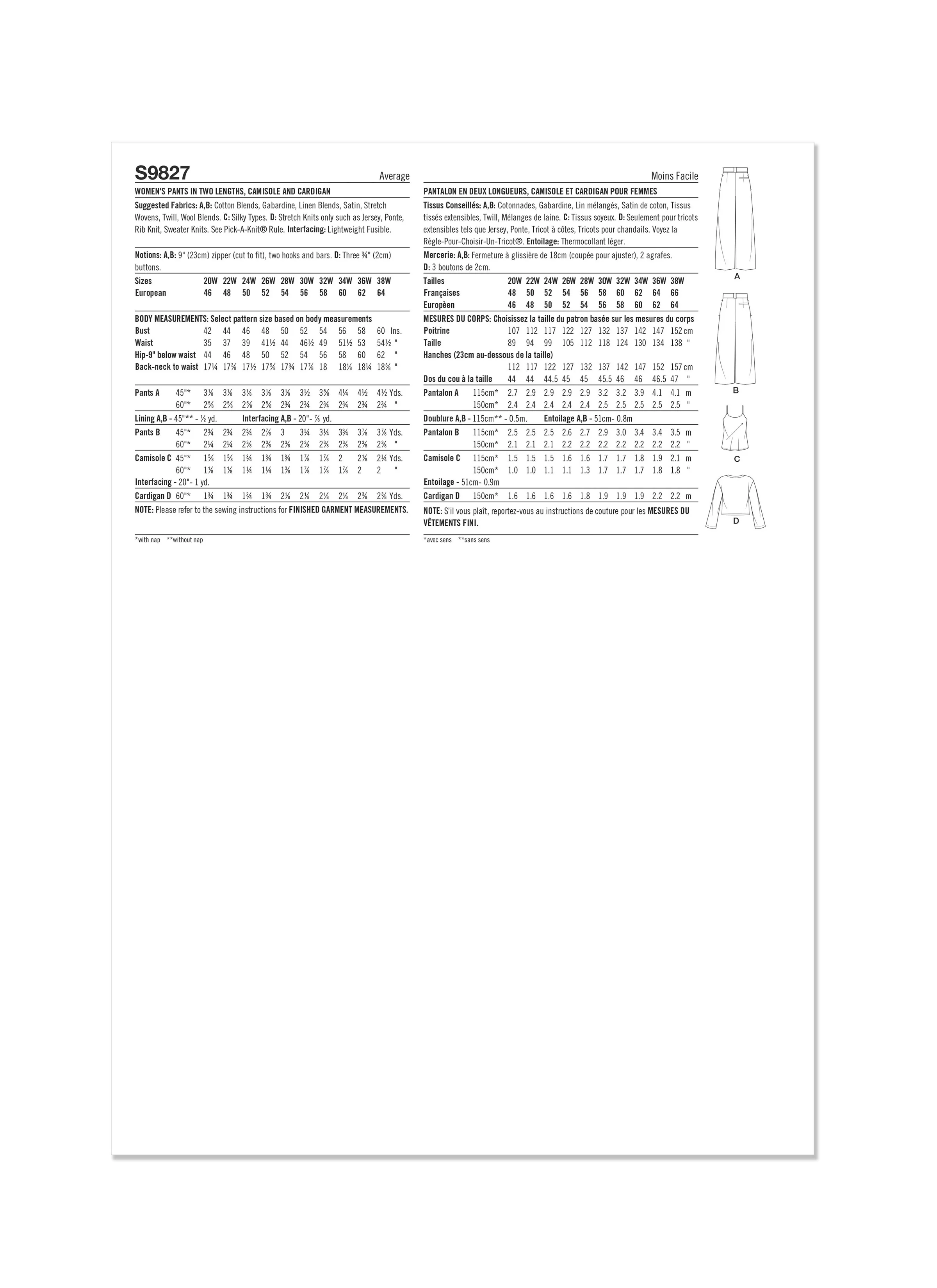 SIMPLICITY - S9827 Women's Pants in Two Lengths, Camisole and Cardigan - Image 2