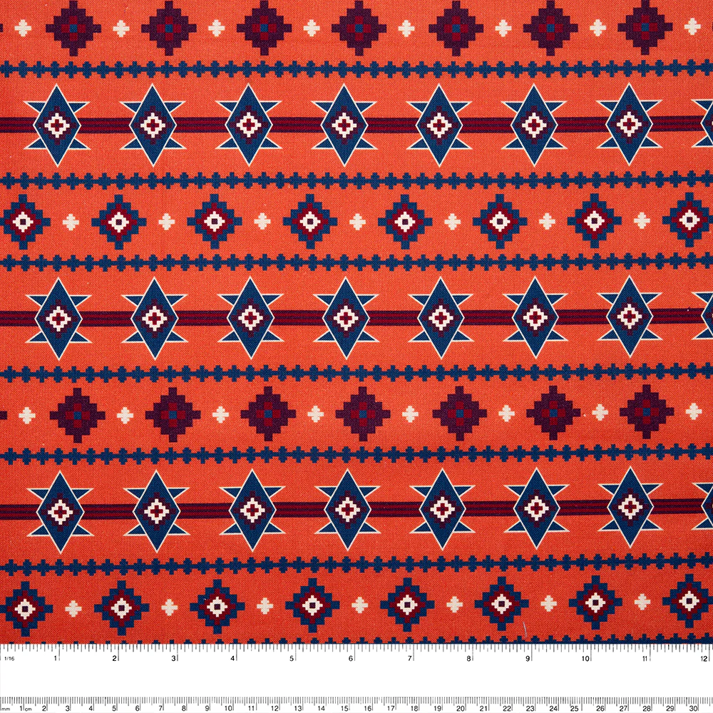 SPIRIT TRAIL Printed Cotton - Navajo stripe - Orange - Image 2