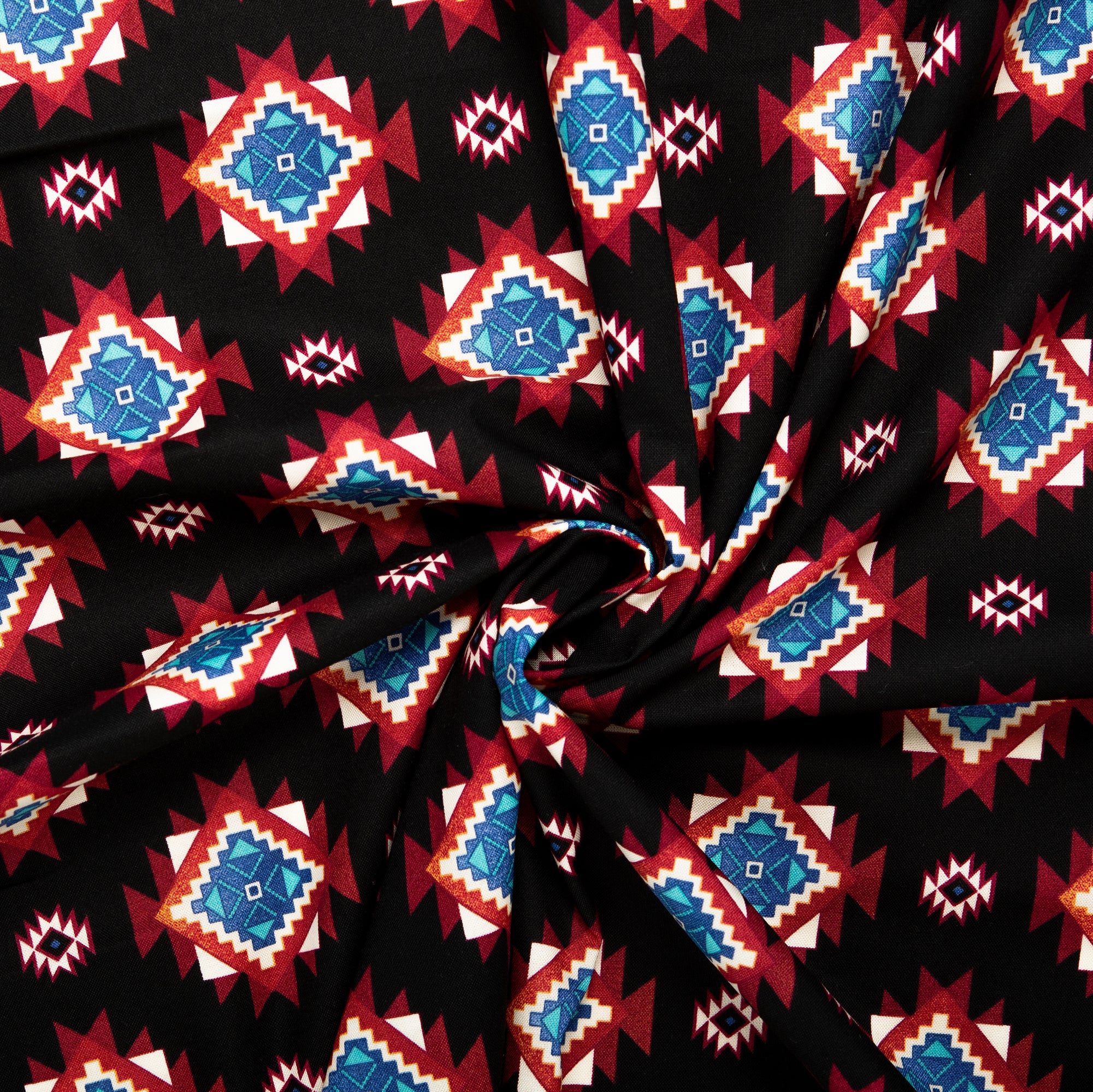 SPIRIT TRAIL Printed Cotton - Squares - Black - Image 2