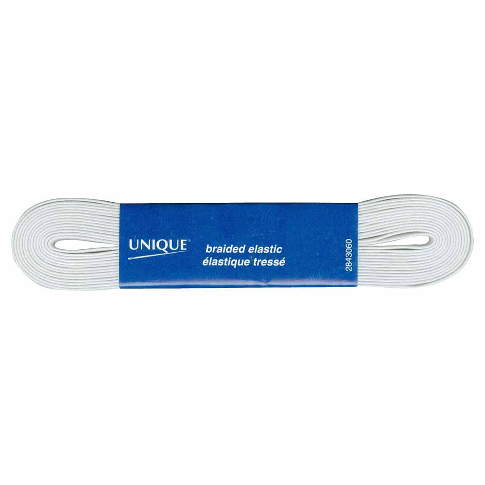 UNIQUE Braided Elastic 6mm x 3.4m - White