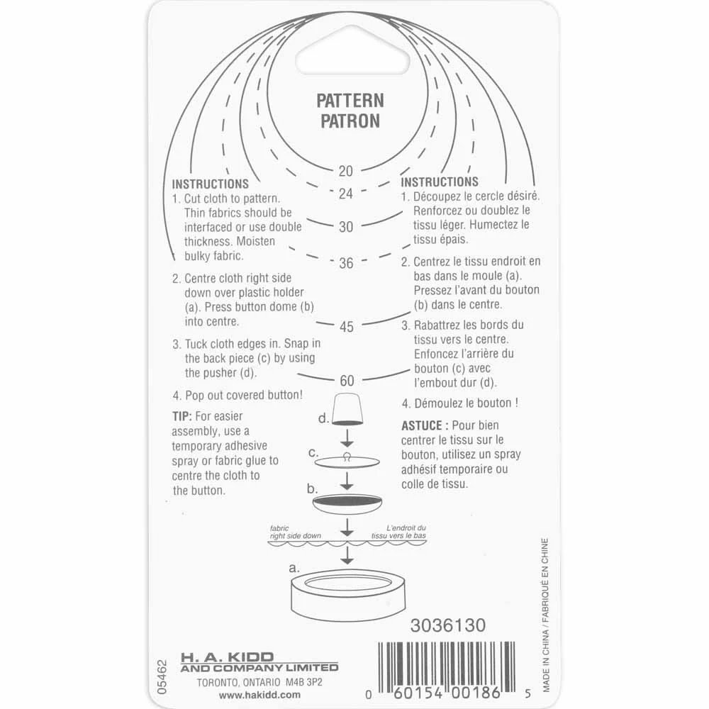 UNIQUE SEWING Buttons to Cover Refill - size 30 - 19mm (¾") - 5 sets - Image 2