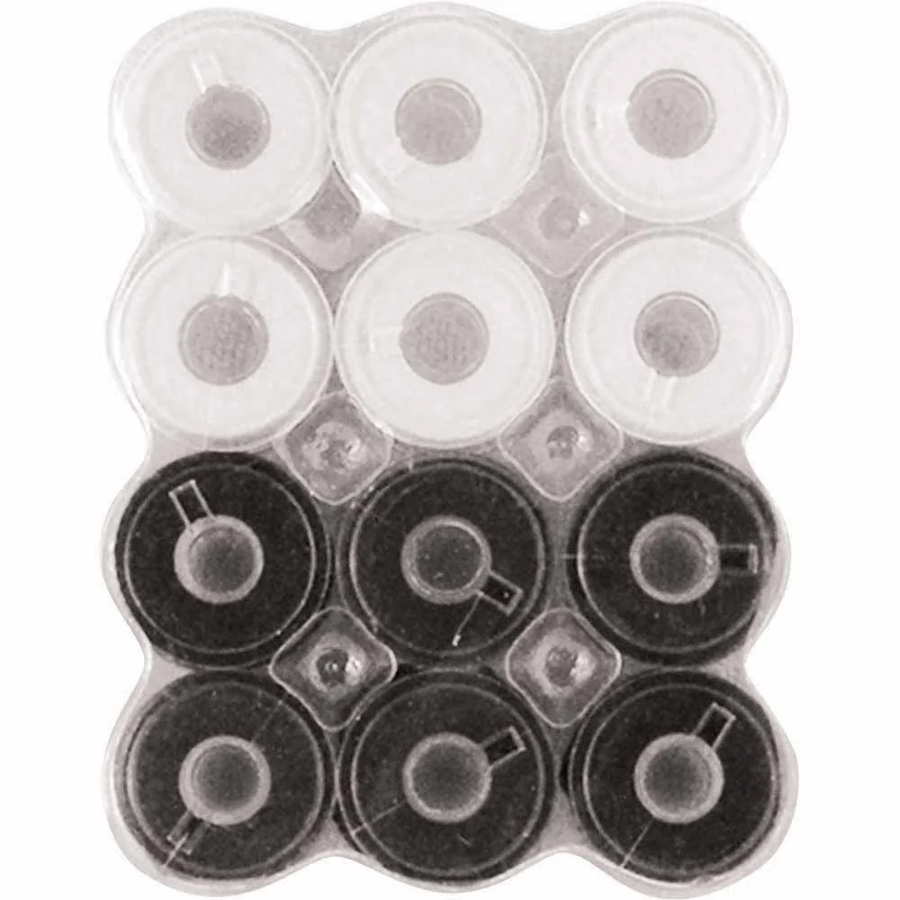 UNIQUE SEWING Pre-Wound Reusable Bobbins Black & White - 12pcs - Image 2