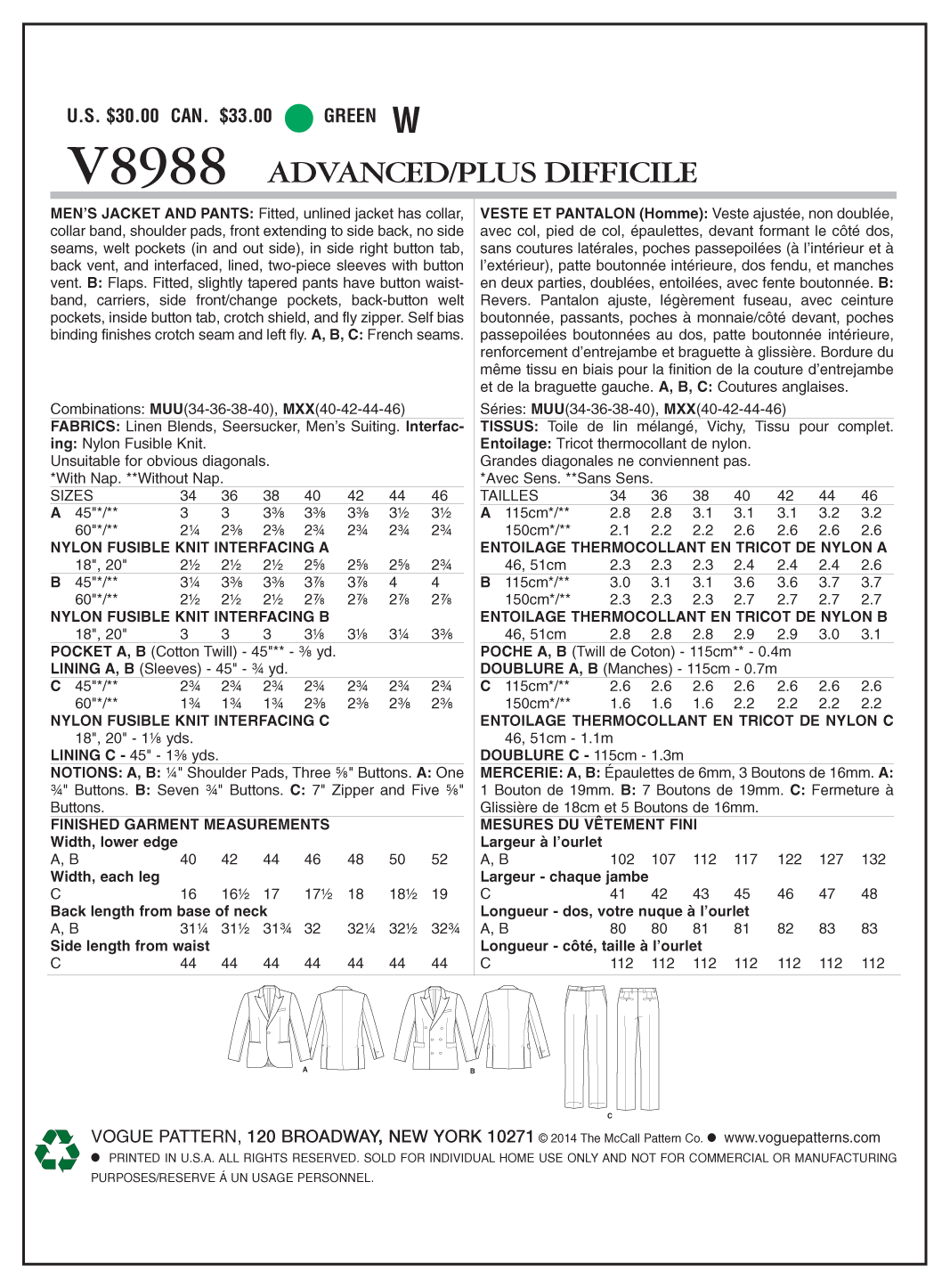 V8988 Men's Jacket and Pants - Mens (Size: MXX (40-42-44-46)) - Image 9